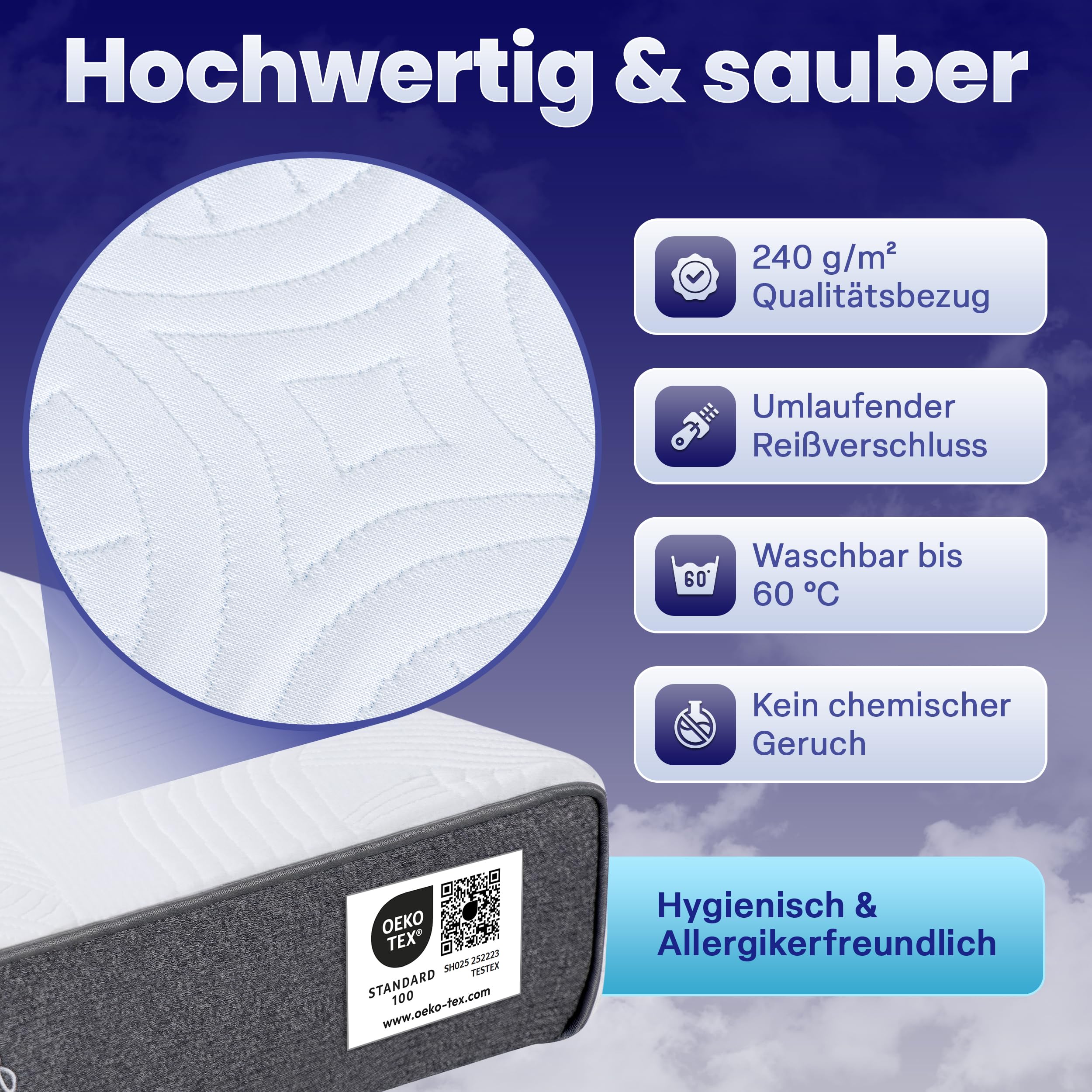 Arensberger Kindermatratze Jugendmatratze, 120x200cm 13cm hoch, Alter 5 bis 16 Jahre, Bezug | punktelastischer Gelschaum | waschbarer & Abnehmbarer Premium Bezug Allergiker freundlich