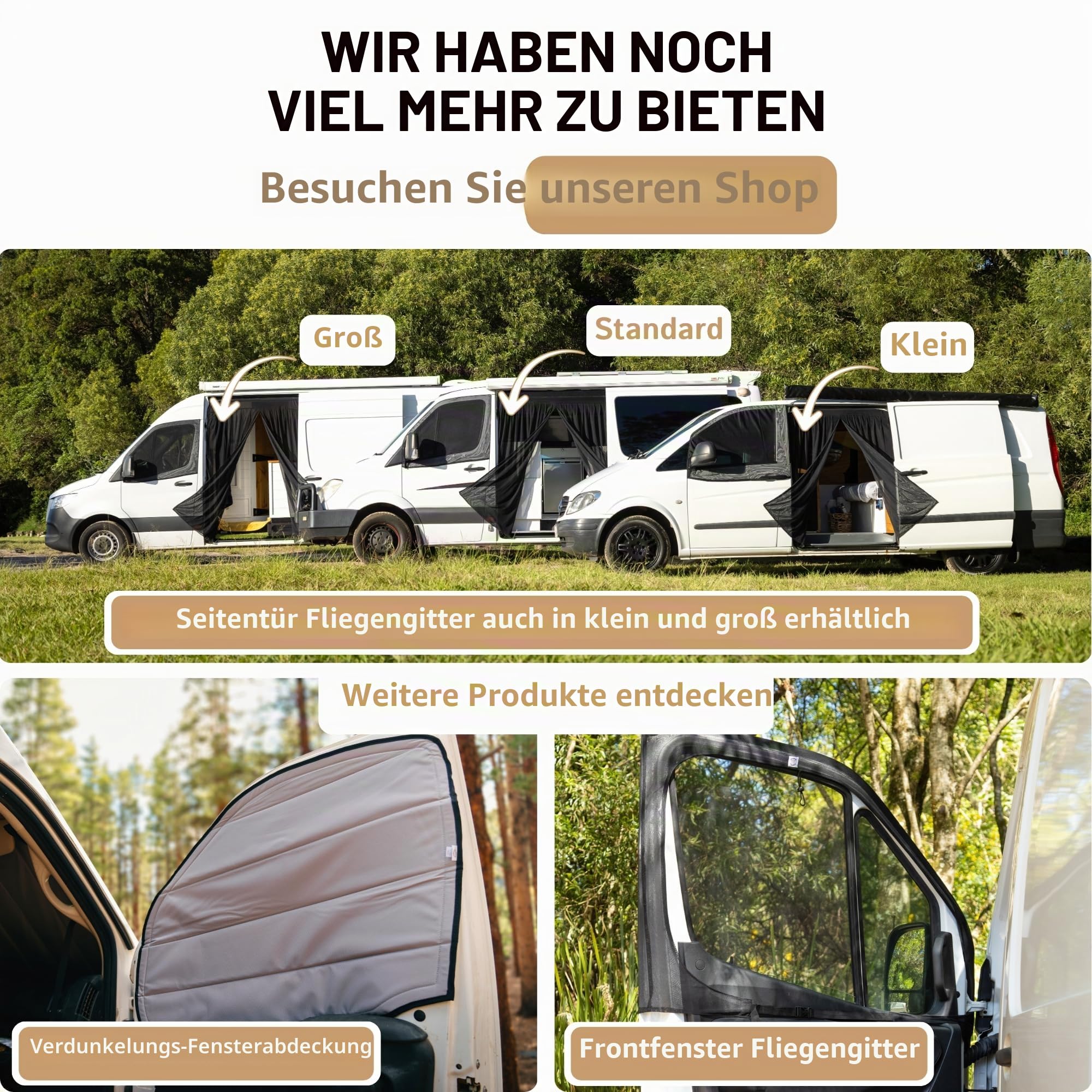Moskitonetz für Mercedes Sprinter Opel Movano Ford Transit FIAT Ducato Seitentür Magnetverschluss