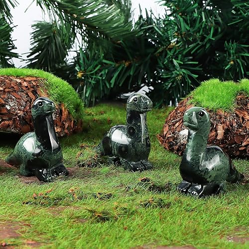 Miniatura 4 de Artistone Figura de cristal de dinosaurio de jaspe Kambaba tallada a mano, figuras de dinosaurio, estatua de animales, decoración coleccionable o