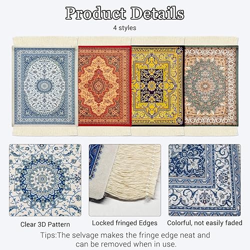 Miniatura 3 de Mini posavasos de mesa, estilo alfombra persa, portavasos, oriental, vintage, bohemio, en miniatura, elegante, para oficina, hogar