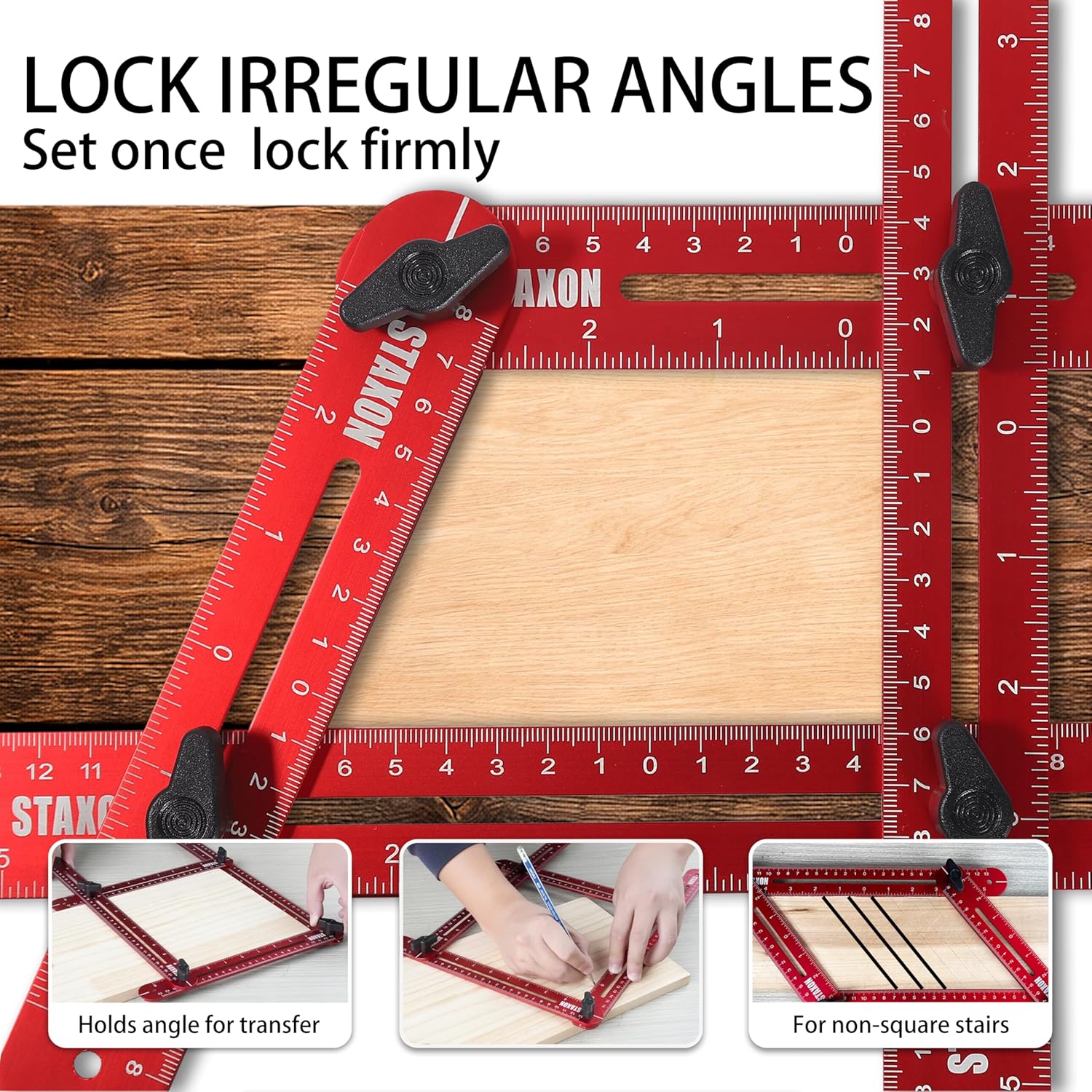 Stair Tread Template Tool – Stair Tread Gauge, Hidden Screw Slide Rail Stair Tools for Stair Measuring Tool Stair Gauge Jig Stair Template Stair Step Tool, Woodworking Shelf Template Projects