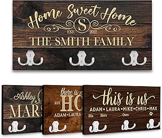 Brd Gifts Personalized Key Holder for Wall - Custom Key Hanger with Fami...