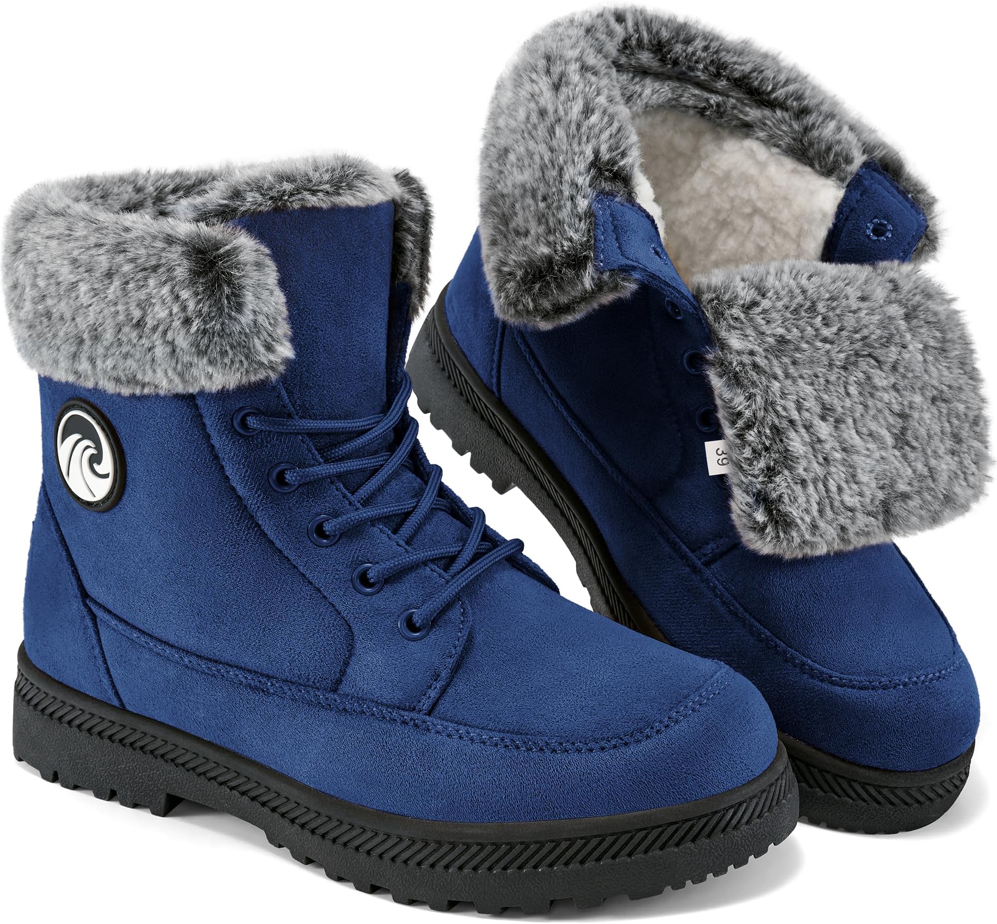 HARENCE Winter Snow Boots for Women: Warm Fur Lined Ankle Booties Lace Up Slip on Outdoor Walking Womens Boots