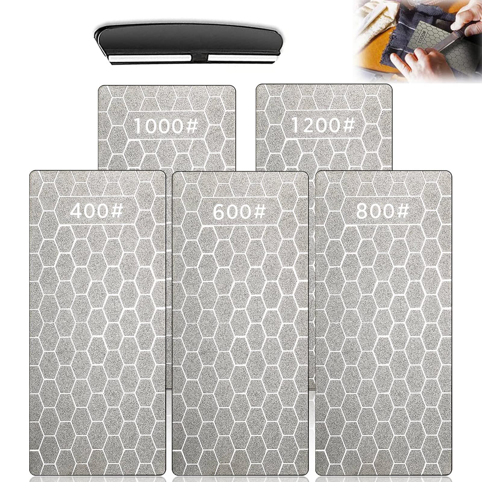 Diamantslijpsteen, 5 stuks messenslijpsteen met extra fijne/grove