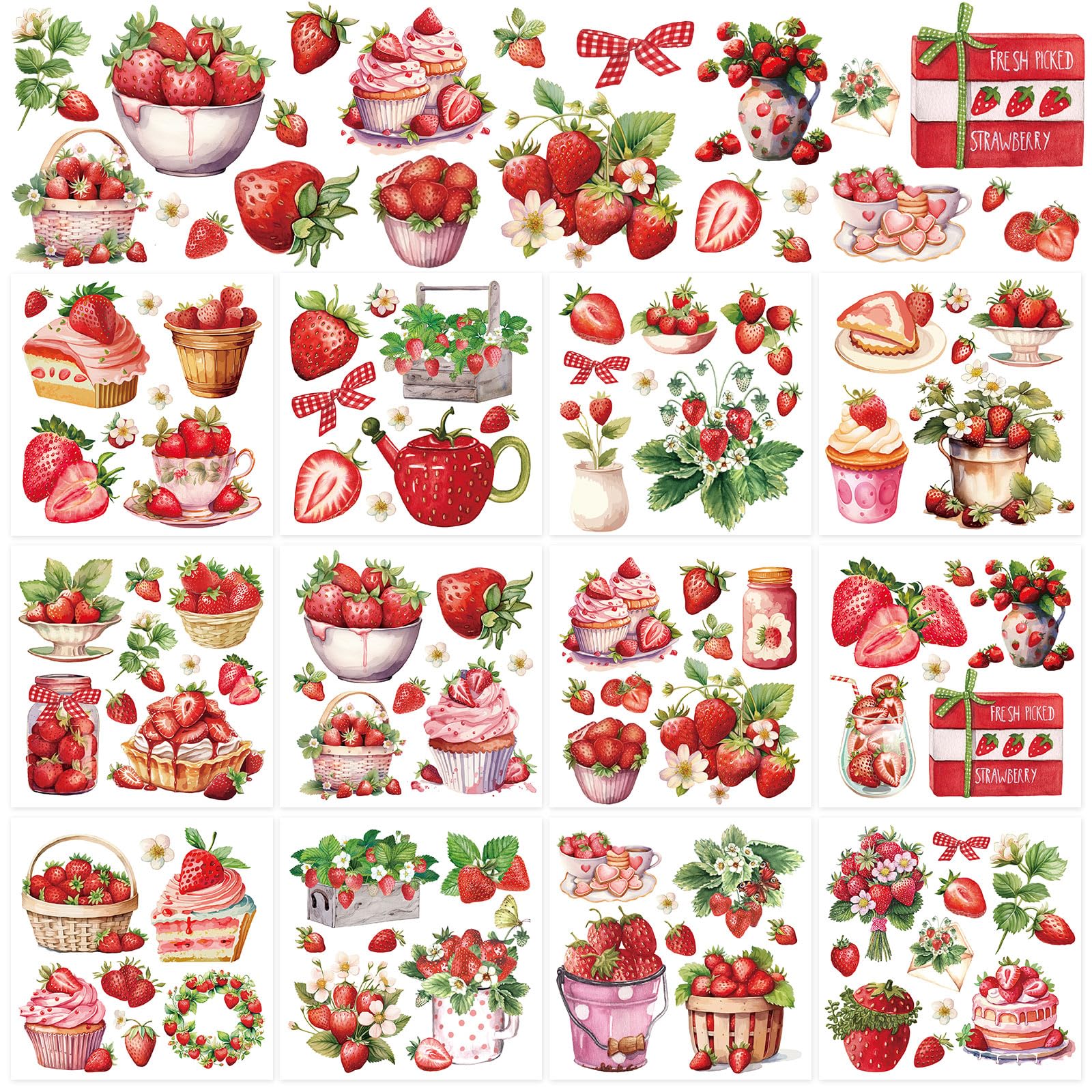 Décalcomanies meubles et bois motif fraise gâteau pour customiser la maison