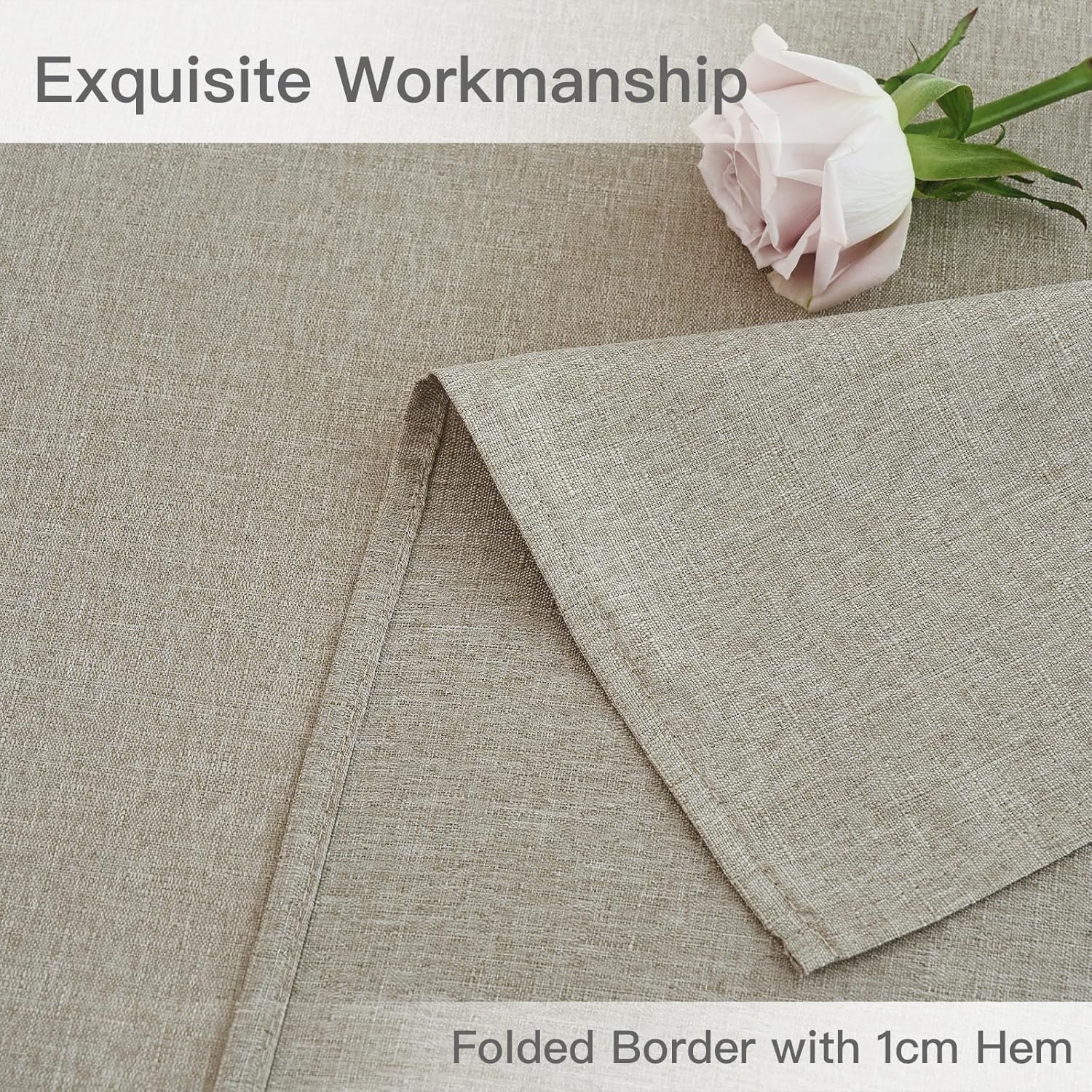 maxmill Rectangle Linen Texture Tablecloth Stain Proof Waterproof Wrinkle Free Washable Dining Table Cloth Wipeable Fabric Table Cover for Dining Room Farmhouse Tablecloths, 60 x 120 Inch, Linen