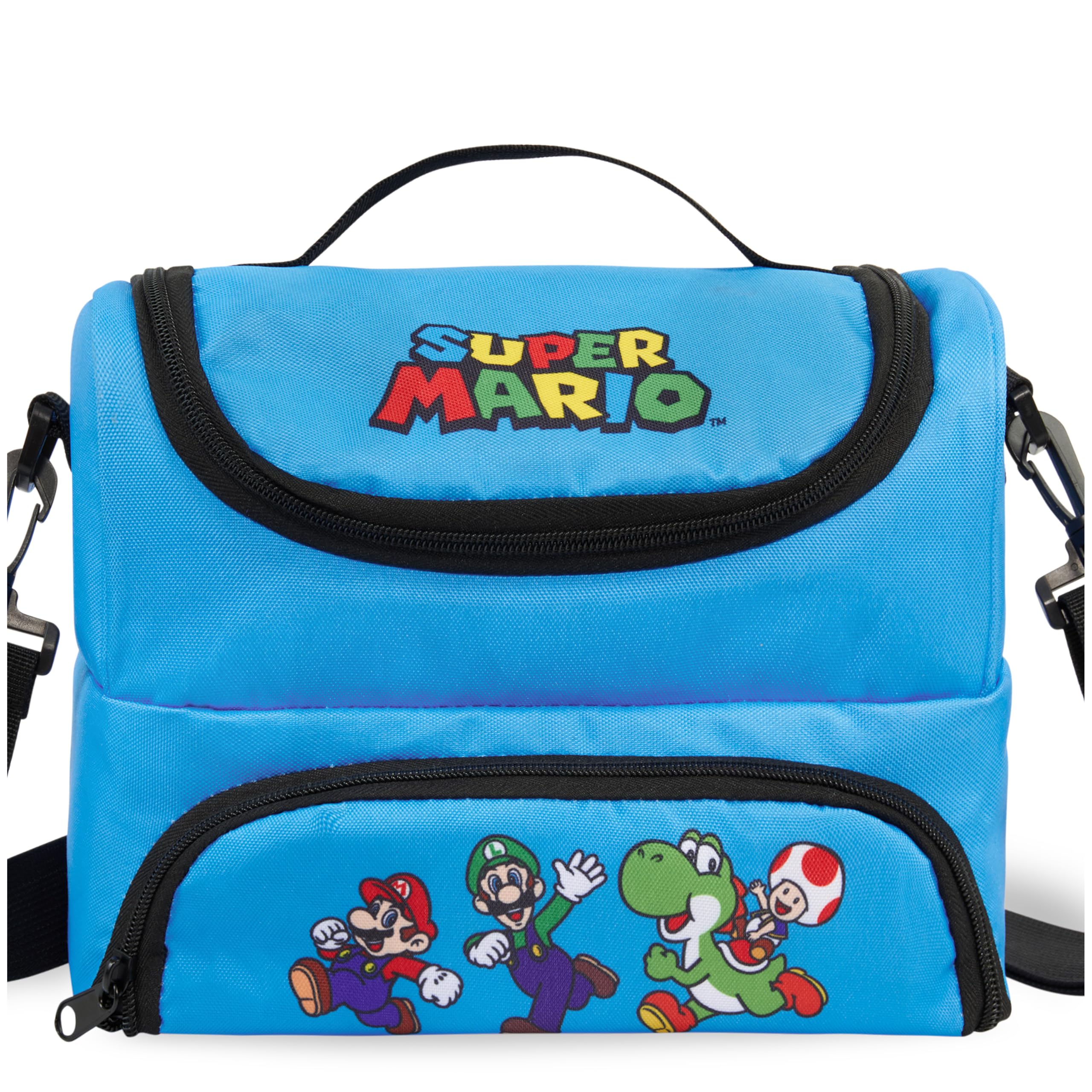 Get Trend Super Mario Boys Insulated Lunch Bag with Compartments, Cooler Bag for Kids Lunch Box & Snacks, Food Carrier for School, Travel & Picnics, School Supplies Gifts for Kids (Blue Mario)