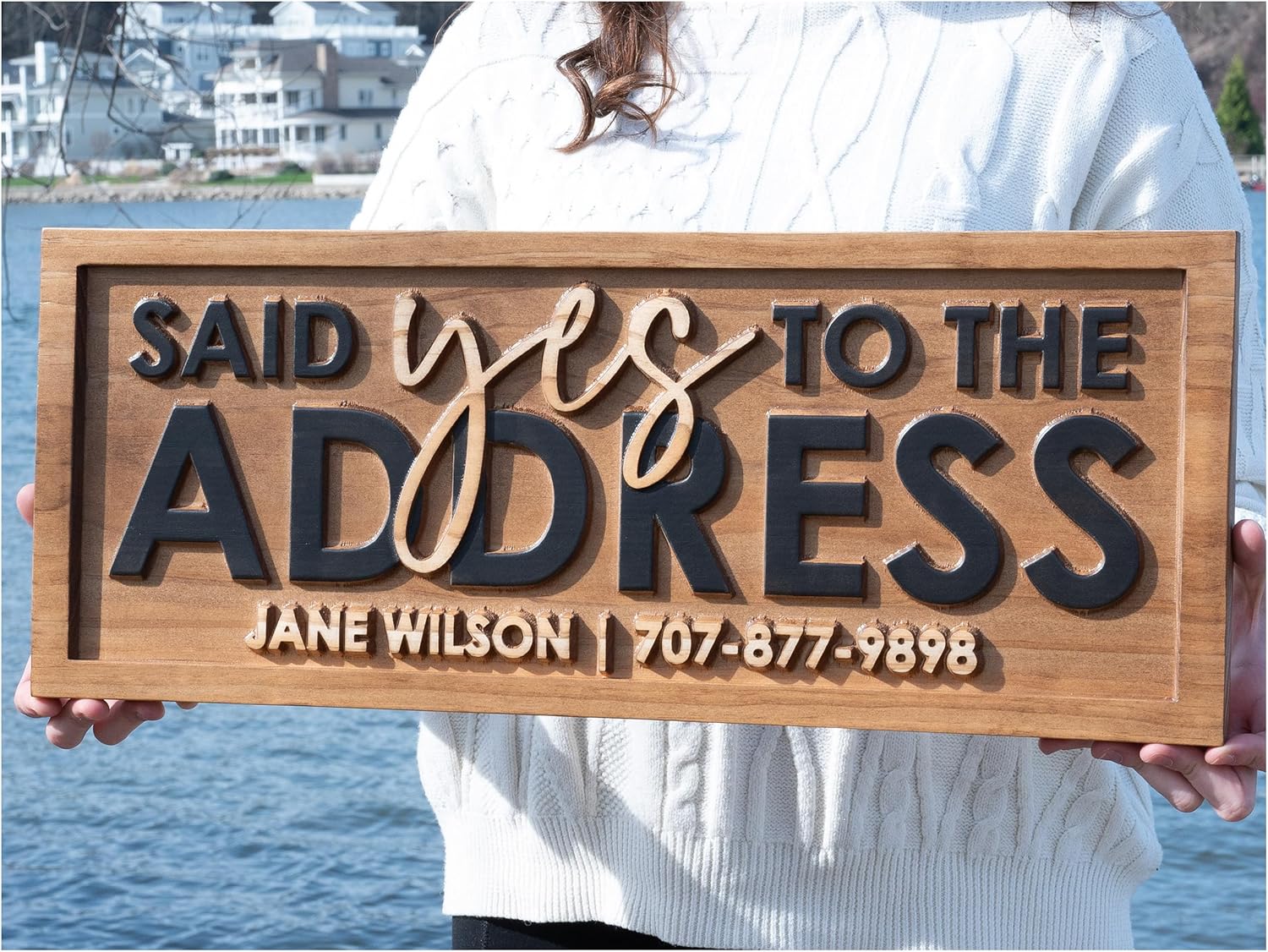 Personalized Real Estate Agent Gift, Yes to the Address Sign, Wood Real Estate Agent Sign, Sold Sign, Real Estate Sign Real Estate Agent Marketing Prop