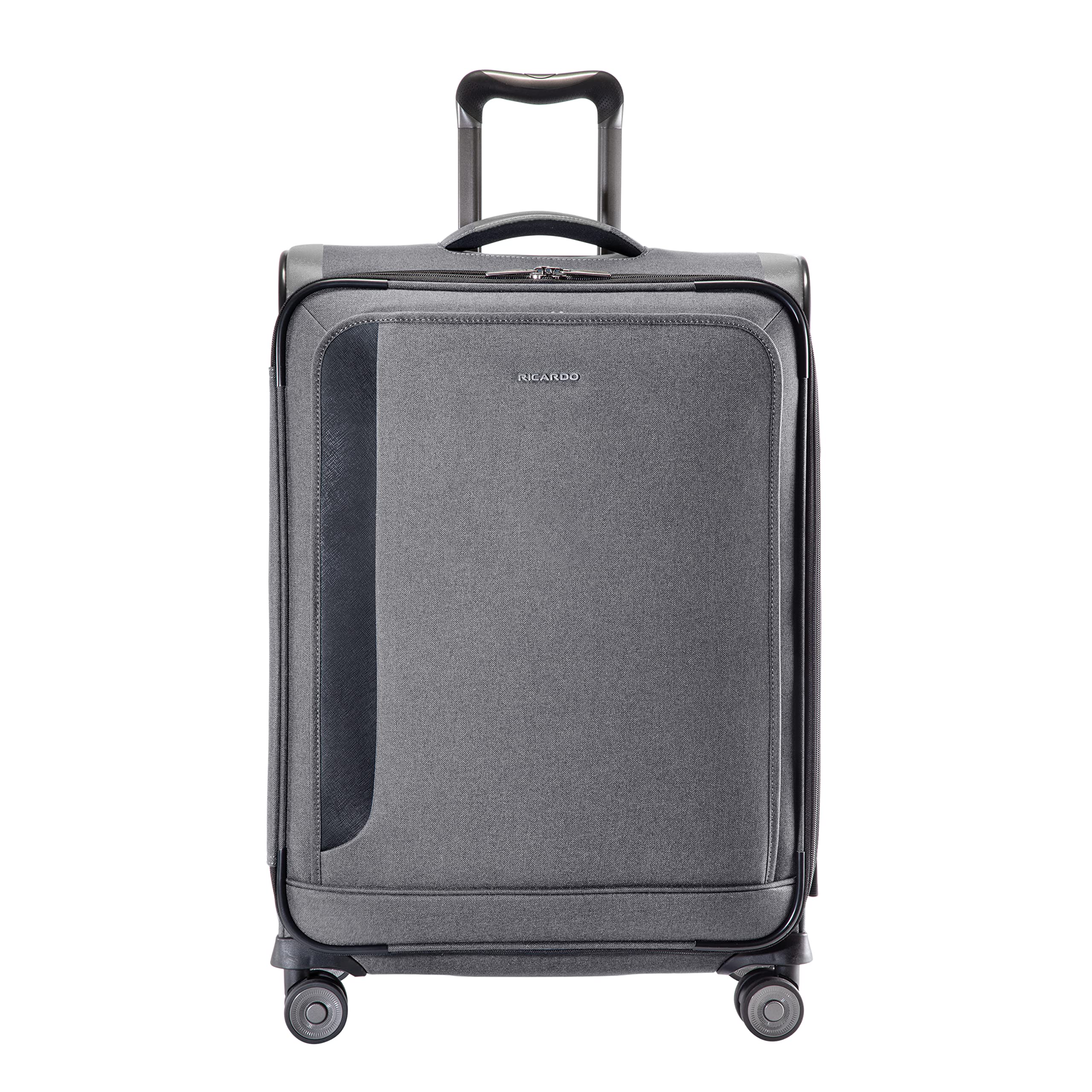 Ricardo Beverly Hills Malibu Bay 3.0 Softside, 4 Wheel Spinner, Lightweight Suitcase, Unisex, Stylish, Gray, Checked-Medium 25-Inch