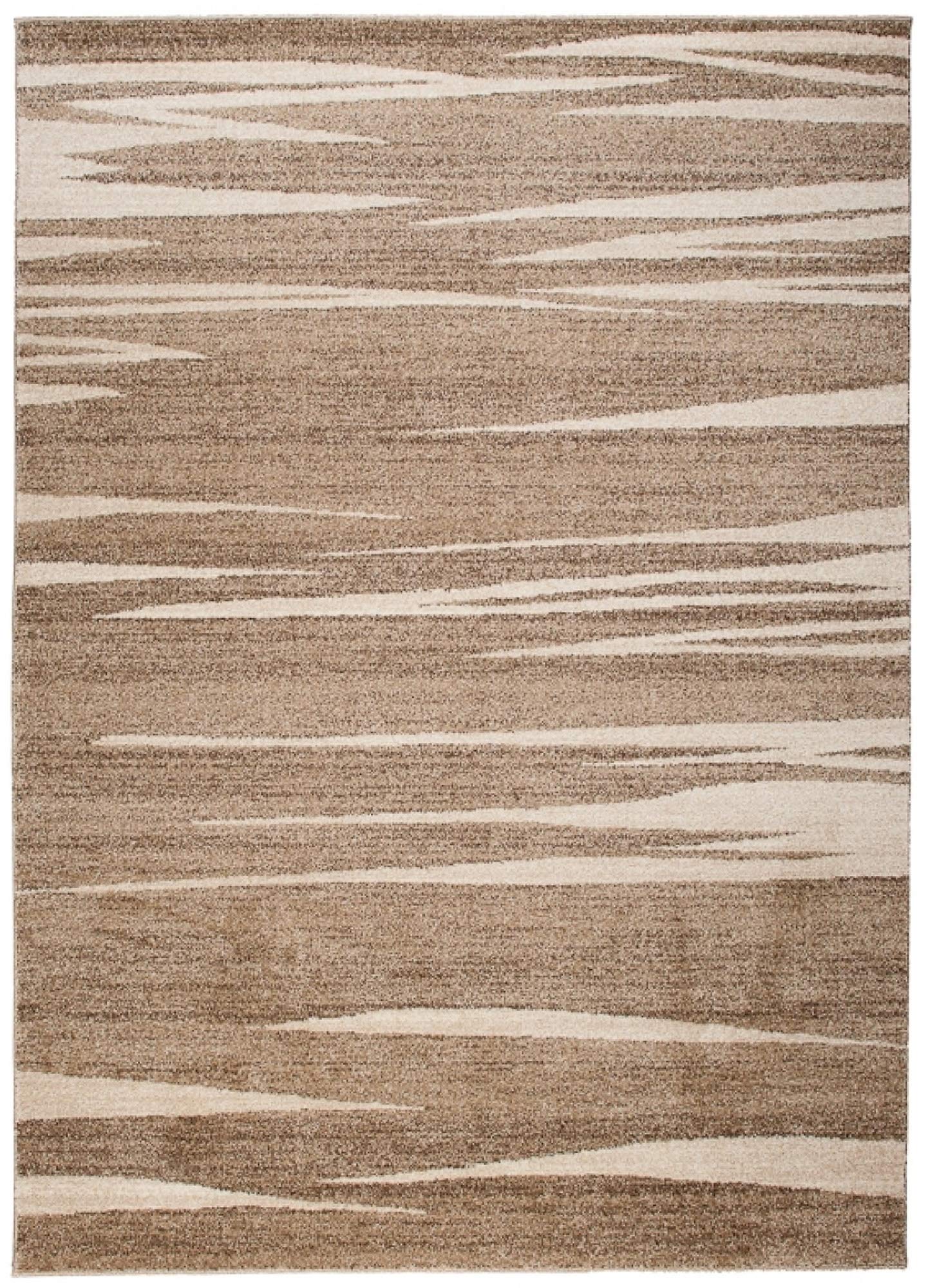 Tapiso Sari dywan z krótkim włosiem, melanż, nowoczesny, beżowy, brązowy, kremowy, designerskie paski, abstrakcyjny wzór, do salonu, Ökotex 180 x 260 cm