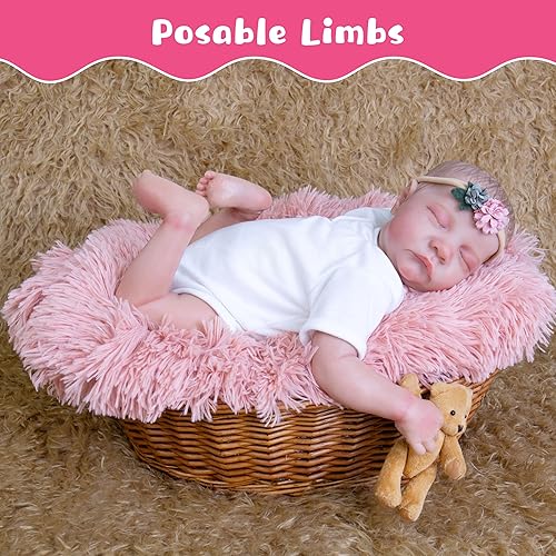 Miniatura 4 de Milidool Muñeca realista de bebé recién nacida de 18 pulgadas, muñecas de bebé realistas para niñas de cuerpo de tela de silicona, muñecas de bebé
