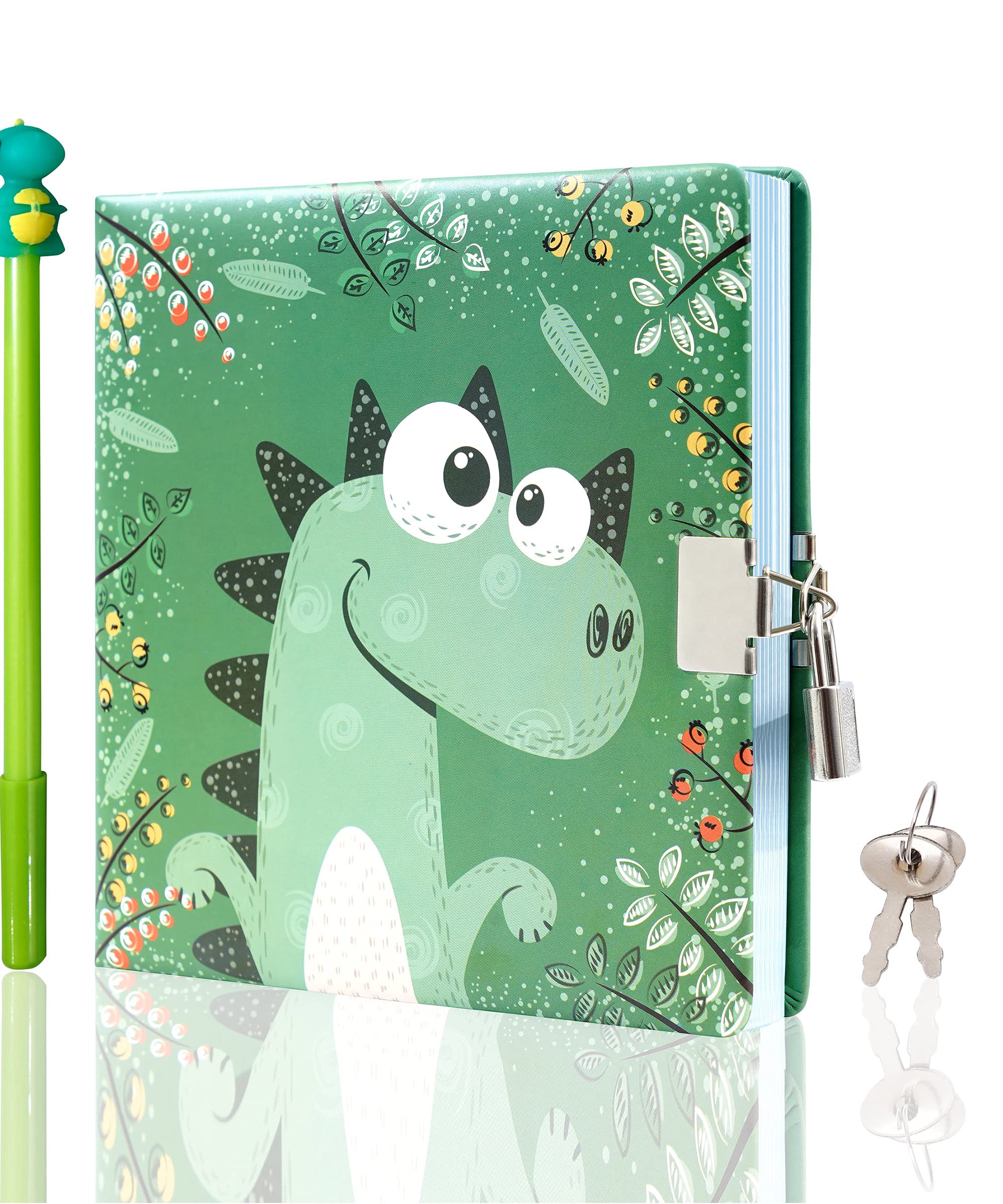 CAGIE Dragon Diary for Boys Journal with Lock and Key Secret Private Soft Leather Journal 192 Pages Lined and Blank Pages Journals for Writing with Pen 6.3 inch x 6.3 inch Kids Diary