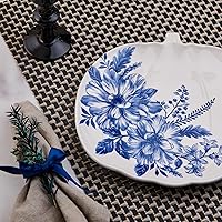 Vista 3 de Bico Blue Floral Haven - Platos de ensalada con forma de calabaza, 8.6 pulgadas, juego de 4, para ensalada, aperitivo, microondas y lavavajillas