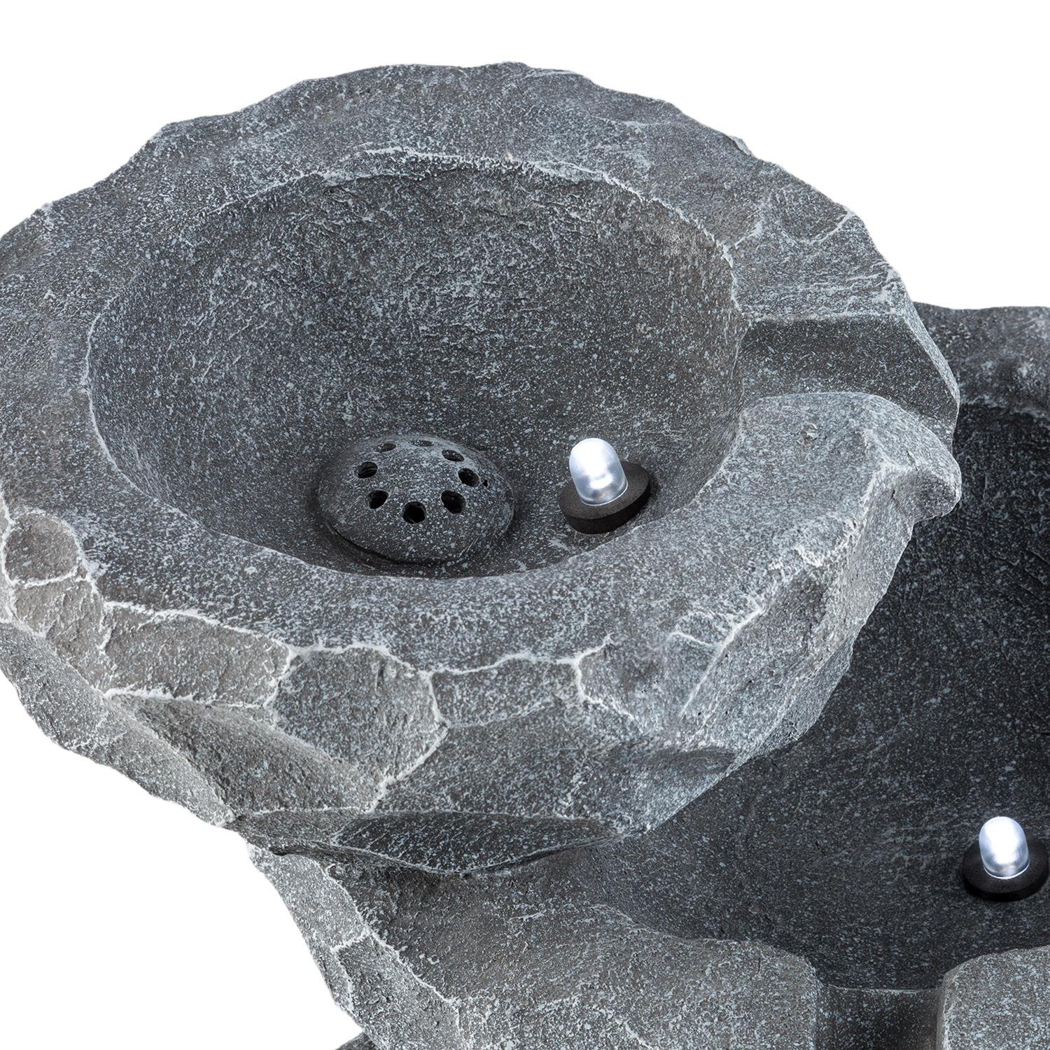 blumfeldt Murach - Fontaine Solaire en Cascade, Fontaine de Jardin, éclairage LED, Panneau Solaire 2kW, Patterie 2000mAh, en polyrésine résistante au Gel