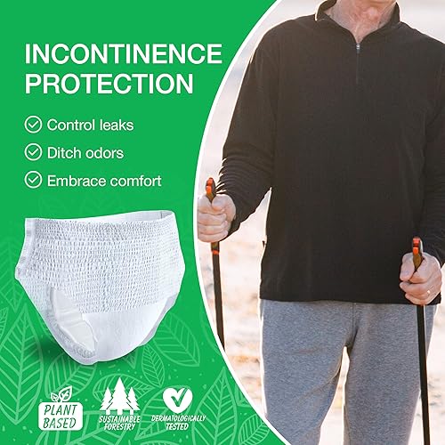 Miniatura 7 de Veeda Ropa interior natural para incontinencia para hombres, máxima absorción para protección contra fugas de vejiga, tamaño pequeñomediano, 14