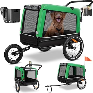 KESSER® Fietskar, fietsaanhanger voor honden, hondenbuggy XXL aanhanger, inhoud ca. 240 liter, draa