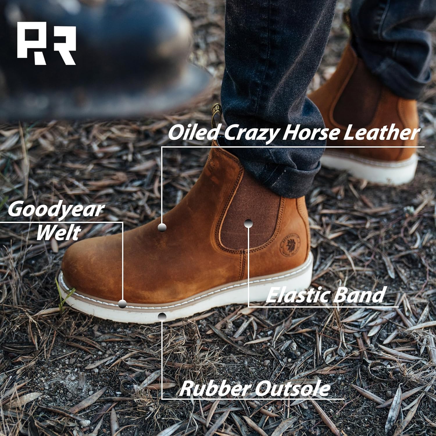 ROCKROOSTER Capitola - Anti-fatigue Comfortable Coolmax Lining Goodyear Welt Soft Toe Leather Work boots for men SAP101BK SAP102BR - Image 2