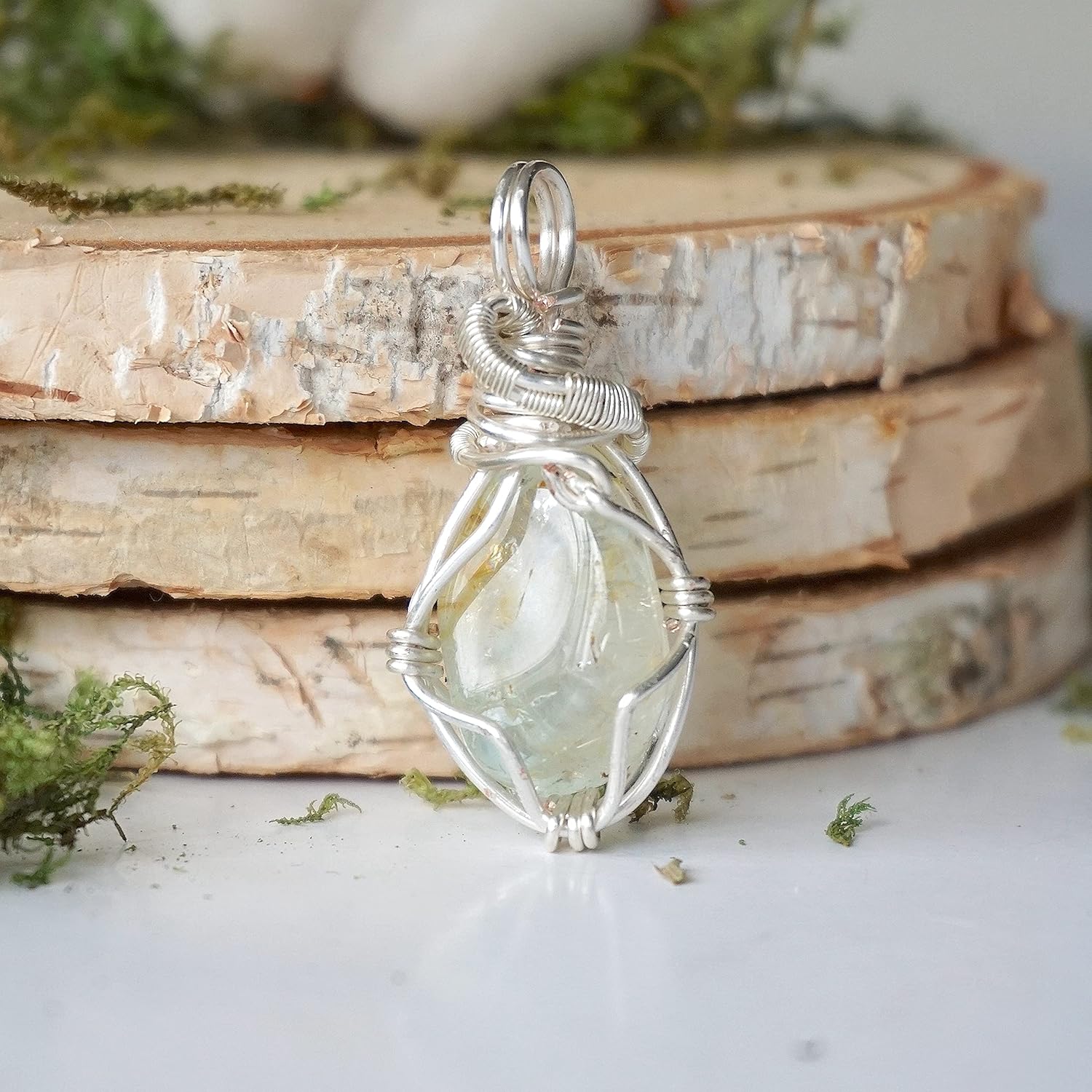 Designs by Nature Gems Handmade Women’s Blue Topaz Necklace 24 Inch Chain Silver Plated, November Birthstone - Image 8