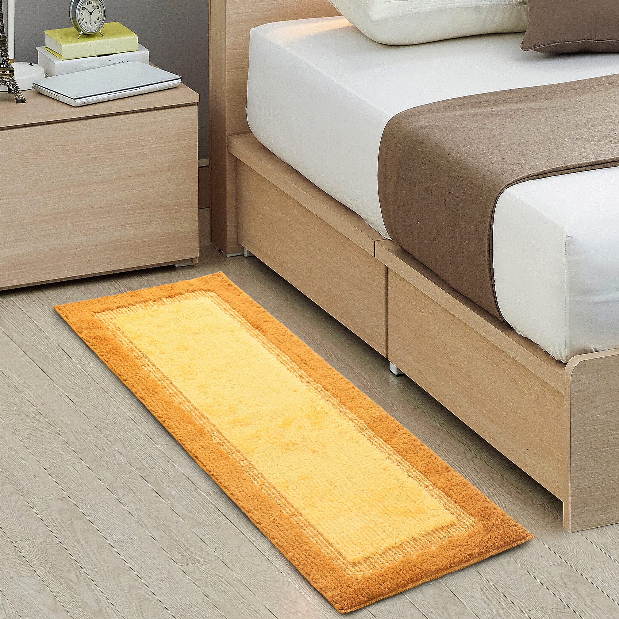 Saral Home Elyeese Microfiber Durable & Washable Multipurpose Bedside Runner for Home/Kitchen/Living Area/Lobby/Office Entrance with Anti Skid Backing (Yellow, 40 Cm X 110 Cm) (B0BPP874MJ) Amazon Price History, Amazon Price Tracker