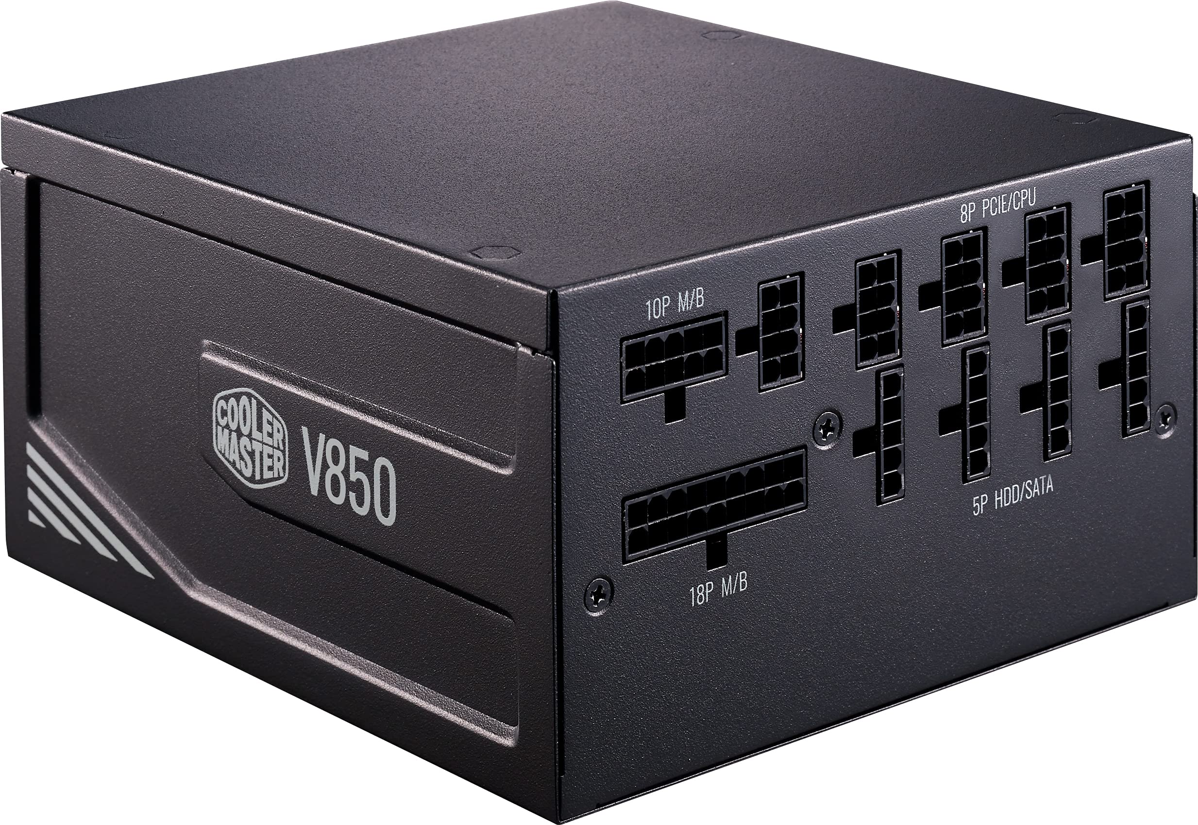 Cooler Master V850 Gold V2 PSU, Enchufe EU: 850W, 80 PLUS Gold, Modular Total, Fuente de Alimentación ATX, Ventilador FDB 135mm, Modo Semi-Fanless, 10 Años Garantía, Cables PCI-e 16AWG, Edición Negra