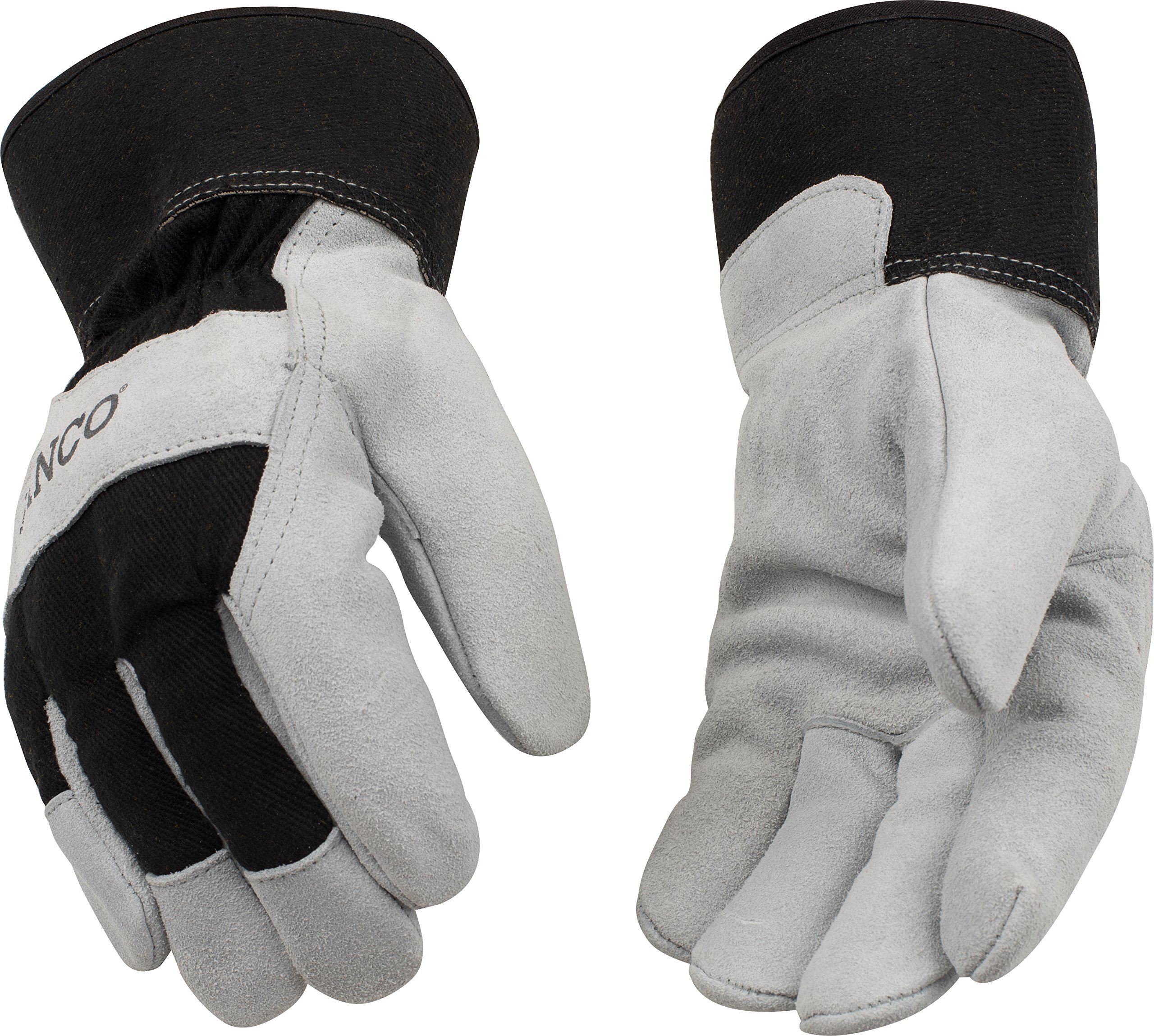 Kinco 1932-XL-1 Suede cowhide palm, Lined safety cuff, Ergonomic wing thumb, Heatkeep thermal lining, 6pr Green, 6pr BlackPer dozen, Size: XL