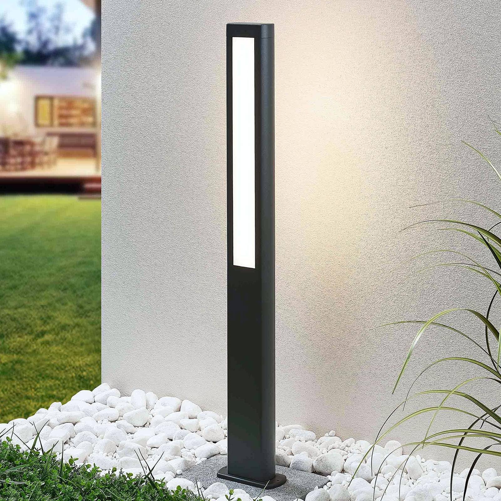 Lucande Lampada LED da esterni (Moderno) colore Grigio, in Alluminio lampadina inclusa lampioncino paletto luminoso lampada viale lampione
