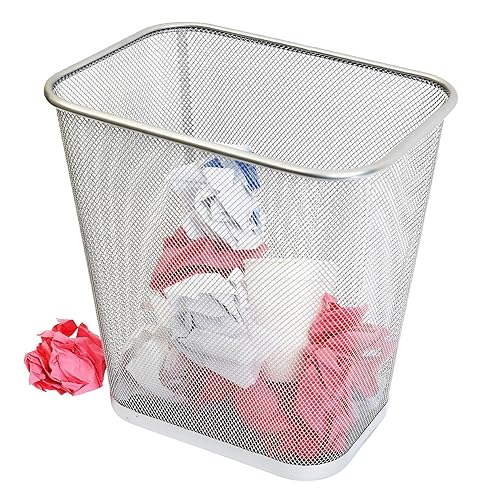 Miniatura 5 de Ybmhome 2042 - Papelera rectangular de acero de malla, color plateado