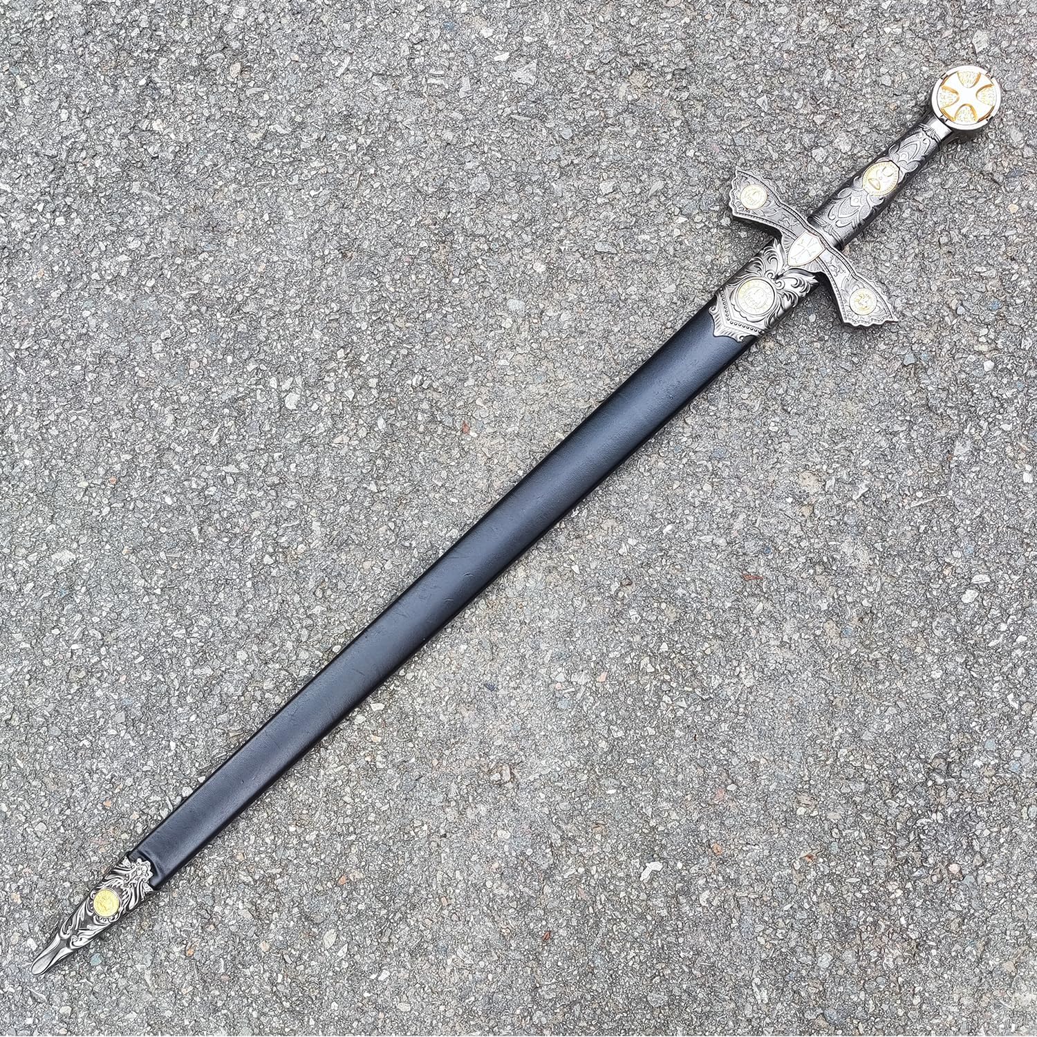 Stainless Steel Medieval Cross Crusader Knight Templar Sword for Collection, Cosplay, Display-32.9 Inch - Image 5