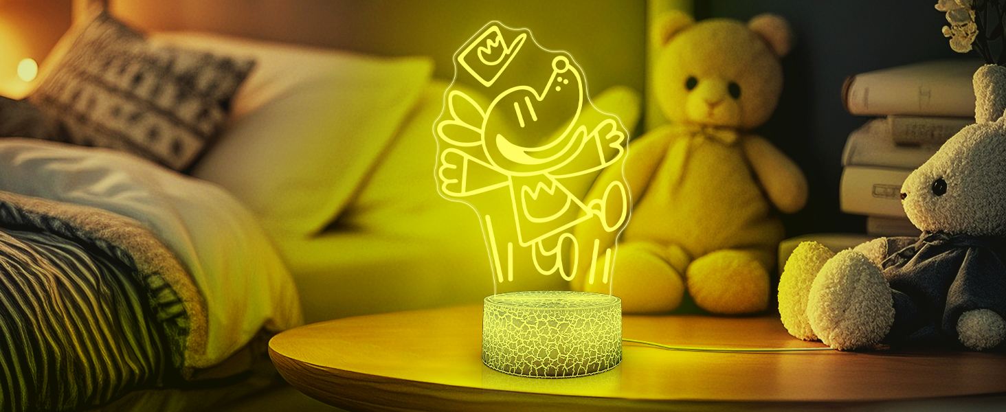 WMAT Officially Licensed Dog Man Night Light - 7 Color LED 3D
