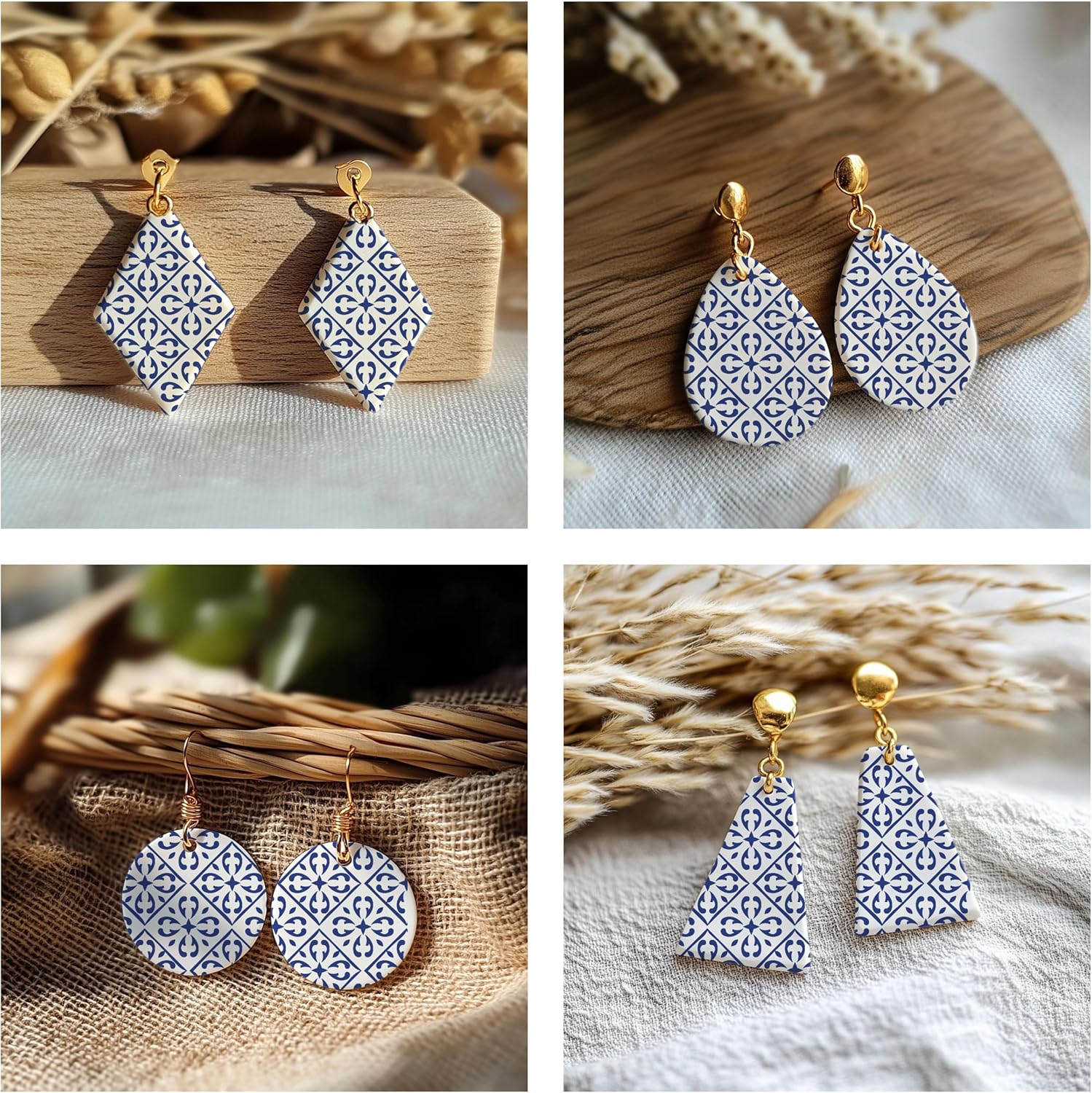 Tile Silk Screen Stencils for Polymer Clay, 3 PCS 1 inch Round Tile Pattern Silkscreen for Polymer Clay Earring Making, Reusable Silk Screen Stencils for Polymer Clay SSCMB-75 image 3