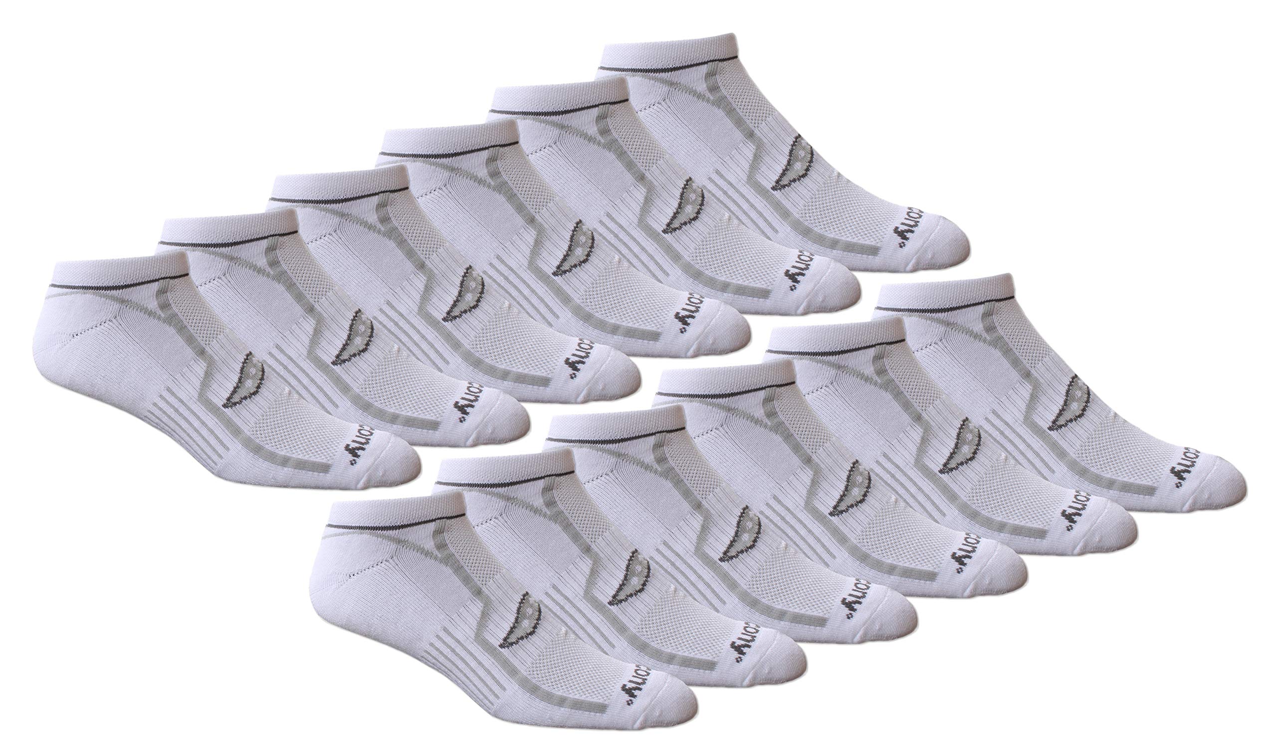SauconyMen's Multi-Pack Bolt Performance Comfort Fit No-Show Socks Running (Pack of 12)