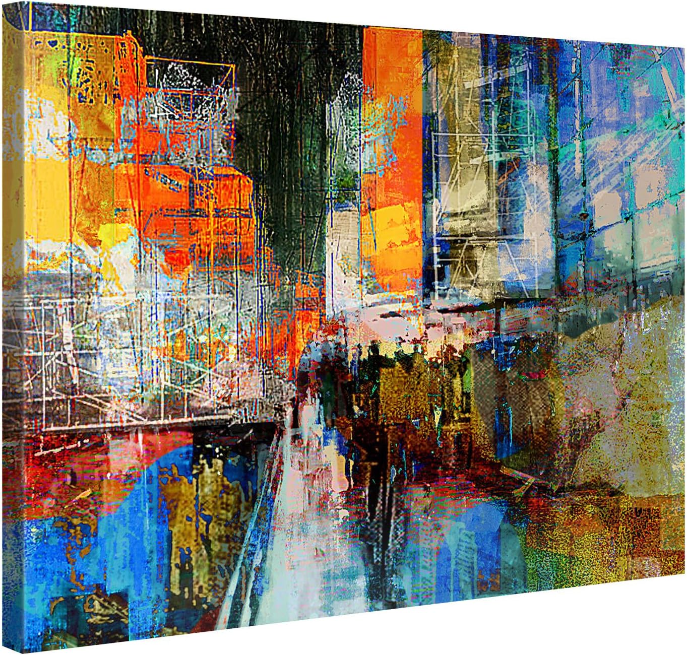 Canvas Print Wall Art โ 7th Avenue โ 100x75cm Stretched Canvas Framed On A Wooden Frame โ Contemporary Art Canvas Printing โ Hanging Wall Deco Picture