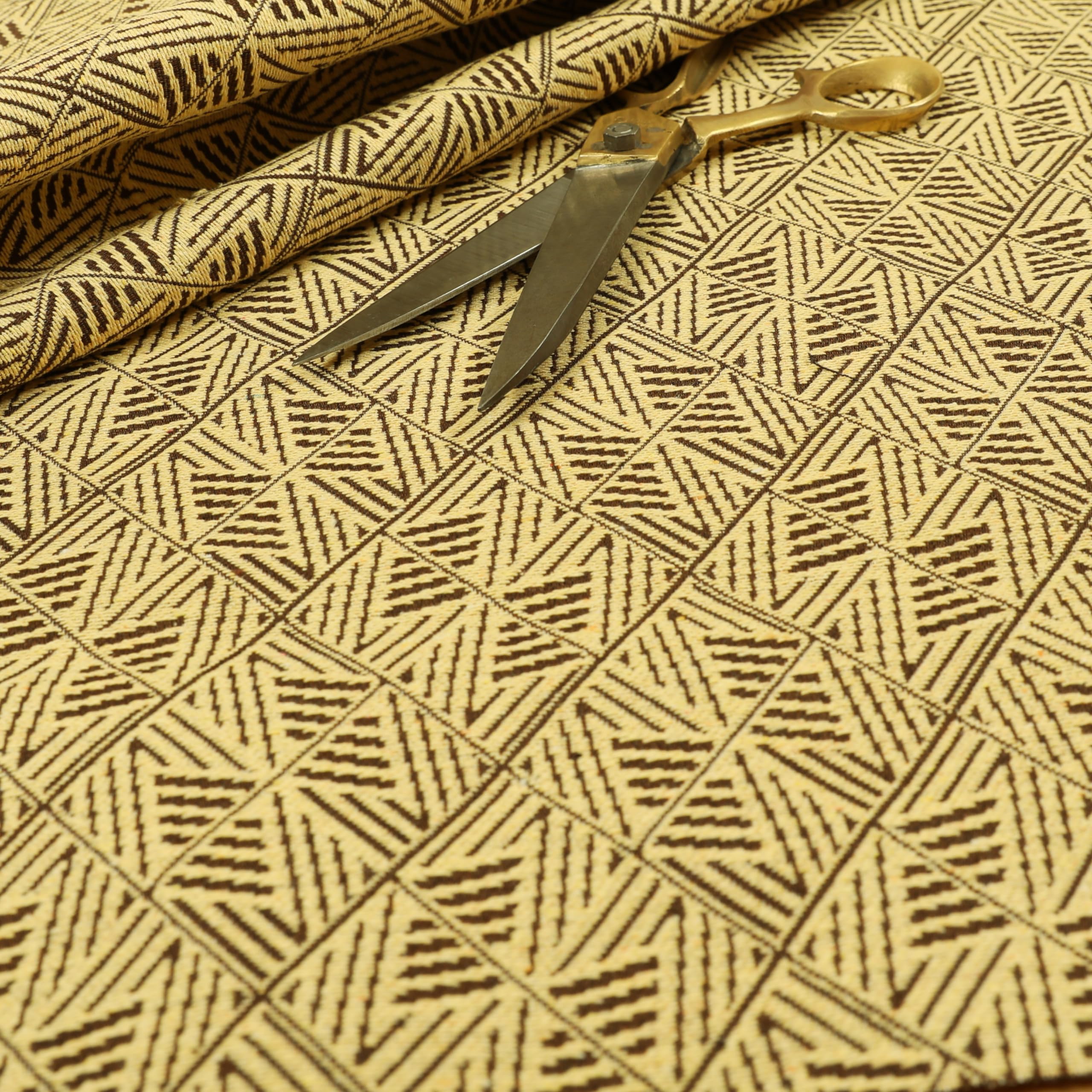 Redbrick Mill Fabrics Flame Retardant Semi Plain Pattern Chenille Textured Yellow Colour Curtain Upholstery Fabric (Per Metre) — image 1