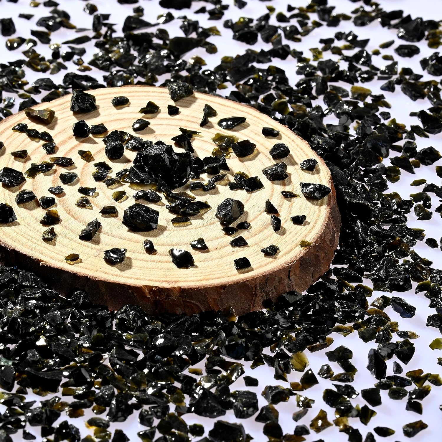Black Green Blunt Crushed Glass Sprinkles,for Crafts Jewelry Making and DIY Resin Molds Decoration Glass Chips,3-6mm Glitter Colorful Clear Chunky Shards,Broken Crystals Sparkle (100g) image 2