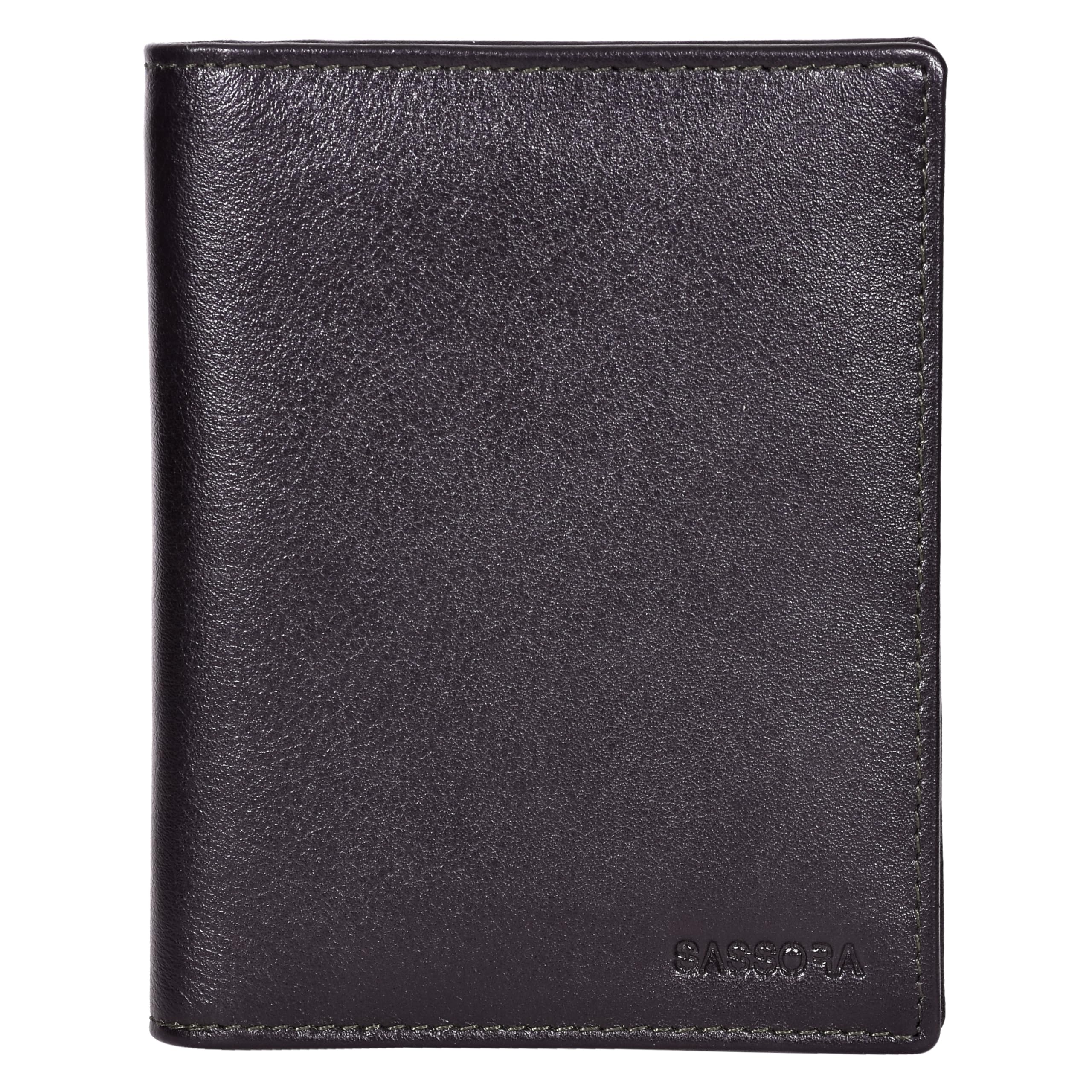sassora Genuine Leather RFID Blocking Passport Holder | Bifold Travel Wallet for Men & Women (Dark Brown)-picture-13