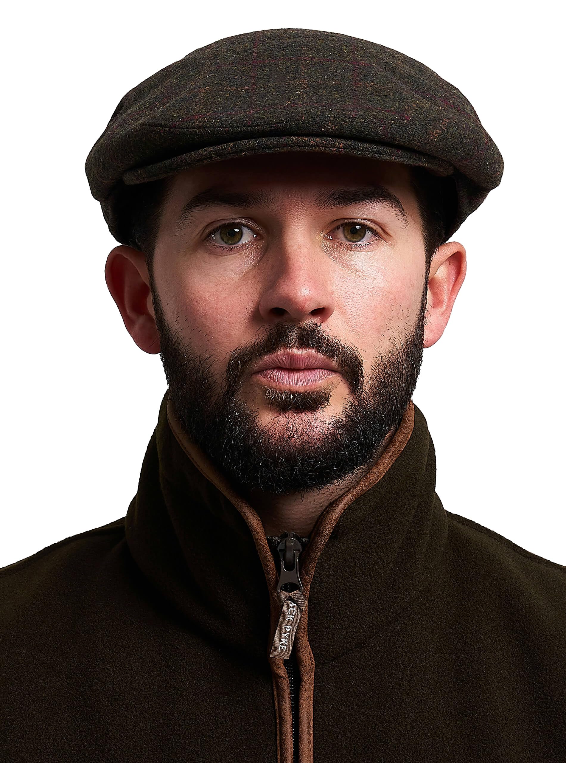 JACK PYKE Wool Blend Flat Cap Dark Olive 59cm