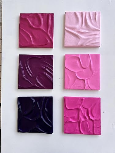Miniatura 7 de Plum 3D Plaster Relief Wall Sculpture Tiles  Acrylic, MDF Wood, Mixed Media, Abstract, Modern Design, Mix and Match (Dusty Pink)