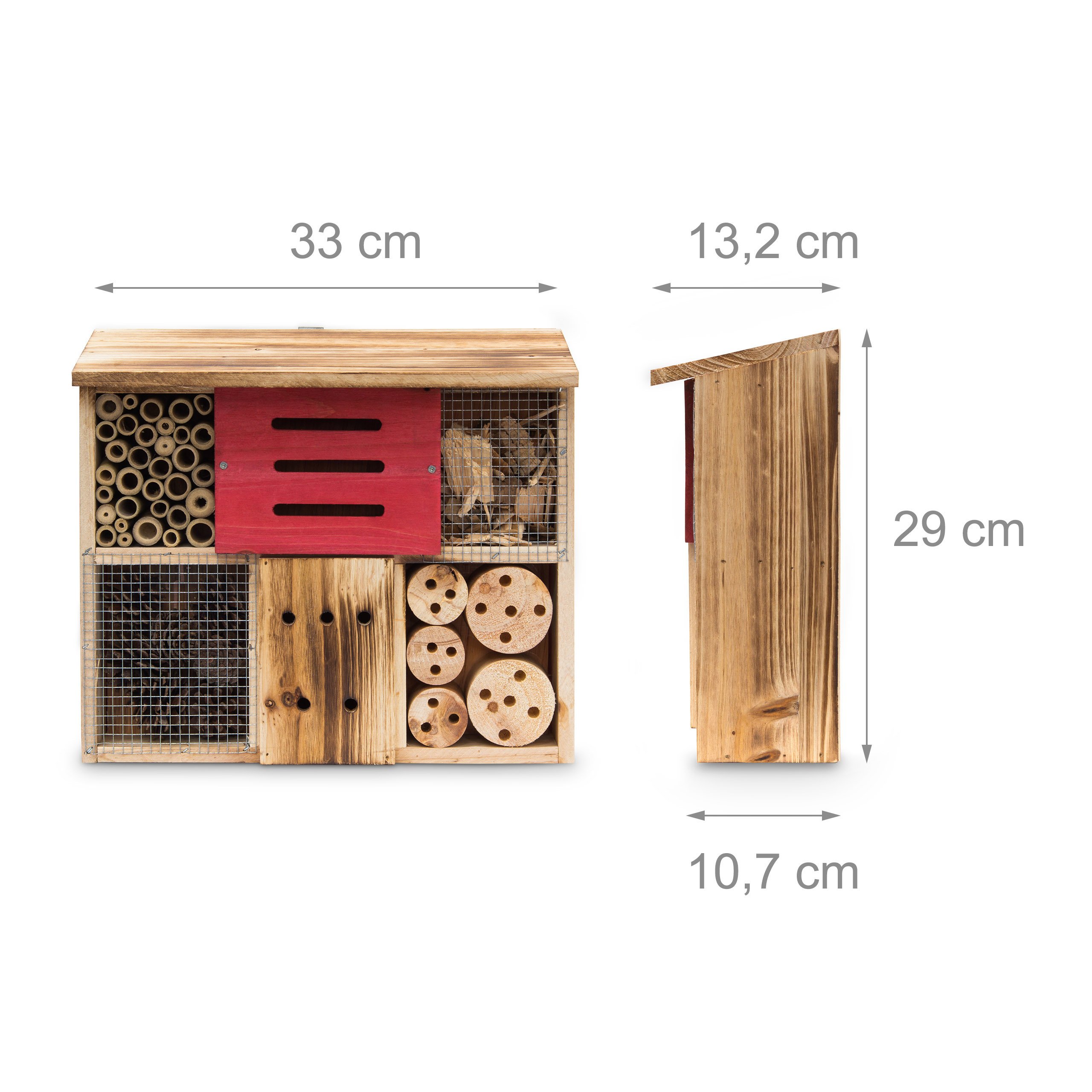 Relaxdays Casa para Insectos de Jardín Pequeña, Madera, Marrón, 29 x 33 x 13,5 cm