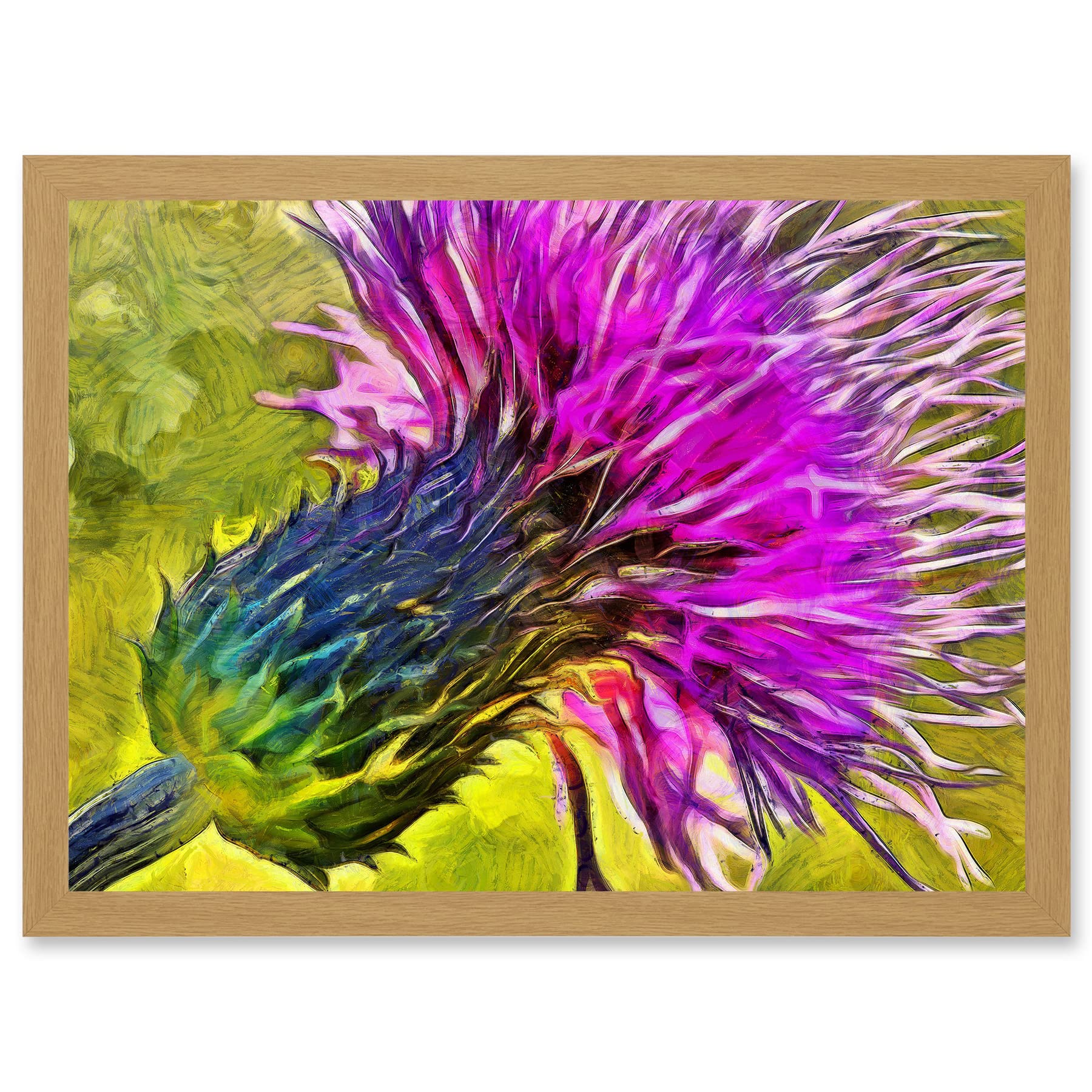 Scottish Thistle Purple Flower Framed Wall Art Print A4 - Vibrant Artwork - Artery8