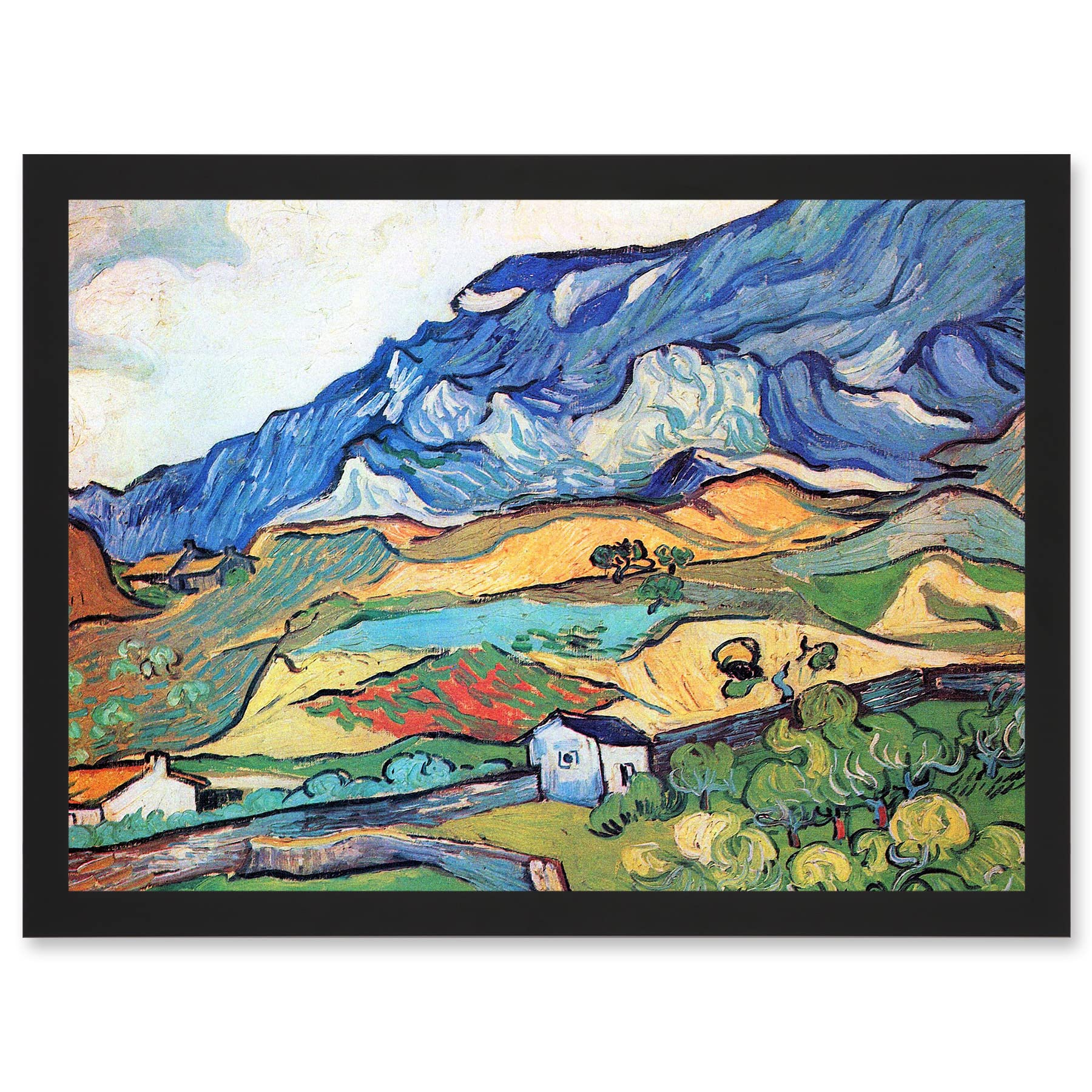 Artery8 Vincent Van Gogh Les Alpilles Mountain Landscape Artwork Framed Wall Art Print A4