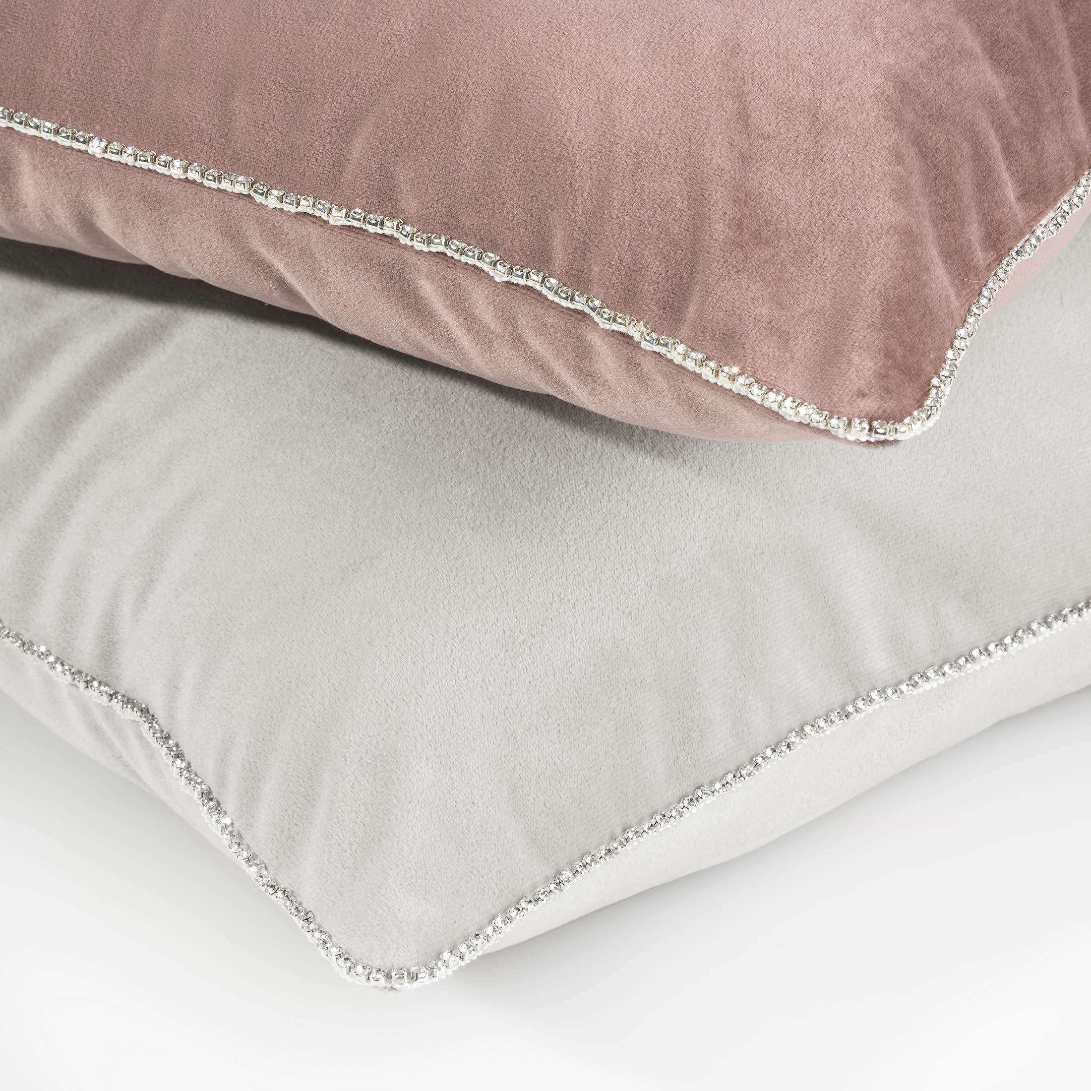 Eurofirany – 2 Federe Per Cuscino Divano 45x45 Cm Con Motivo A Perline, Rosa/polver – Morbide E Decorative