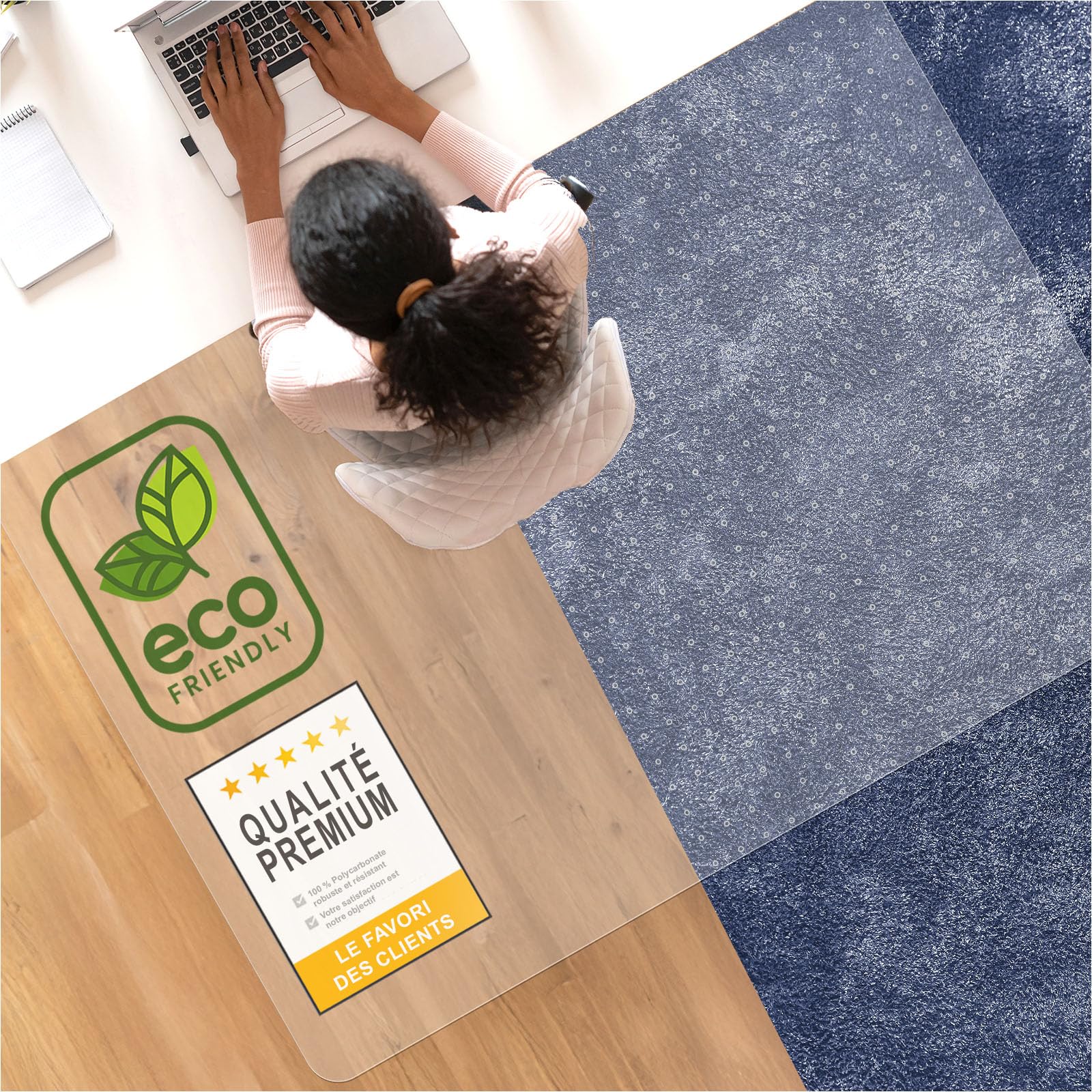 NOVA FORMA Dessous de Chaise DURA Mat en Polycarbonate - Tapis Transparent antidérapant pour sols durs (parquet, carrelage, etc.) - Protection de Sol Ergonomique - 100 x 120 cm, Transparent