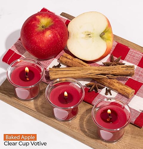 Miniatura 52 de HYOOLA Clear Cup Velas votivas perfumadas – Blanco – 12 horas de tiempo de combustión – Paquete de 4 – Fabricado en Europa Blanco,Amarillo