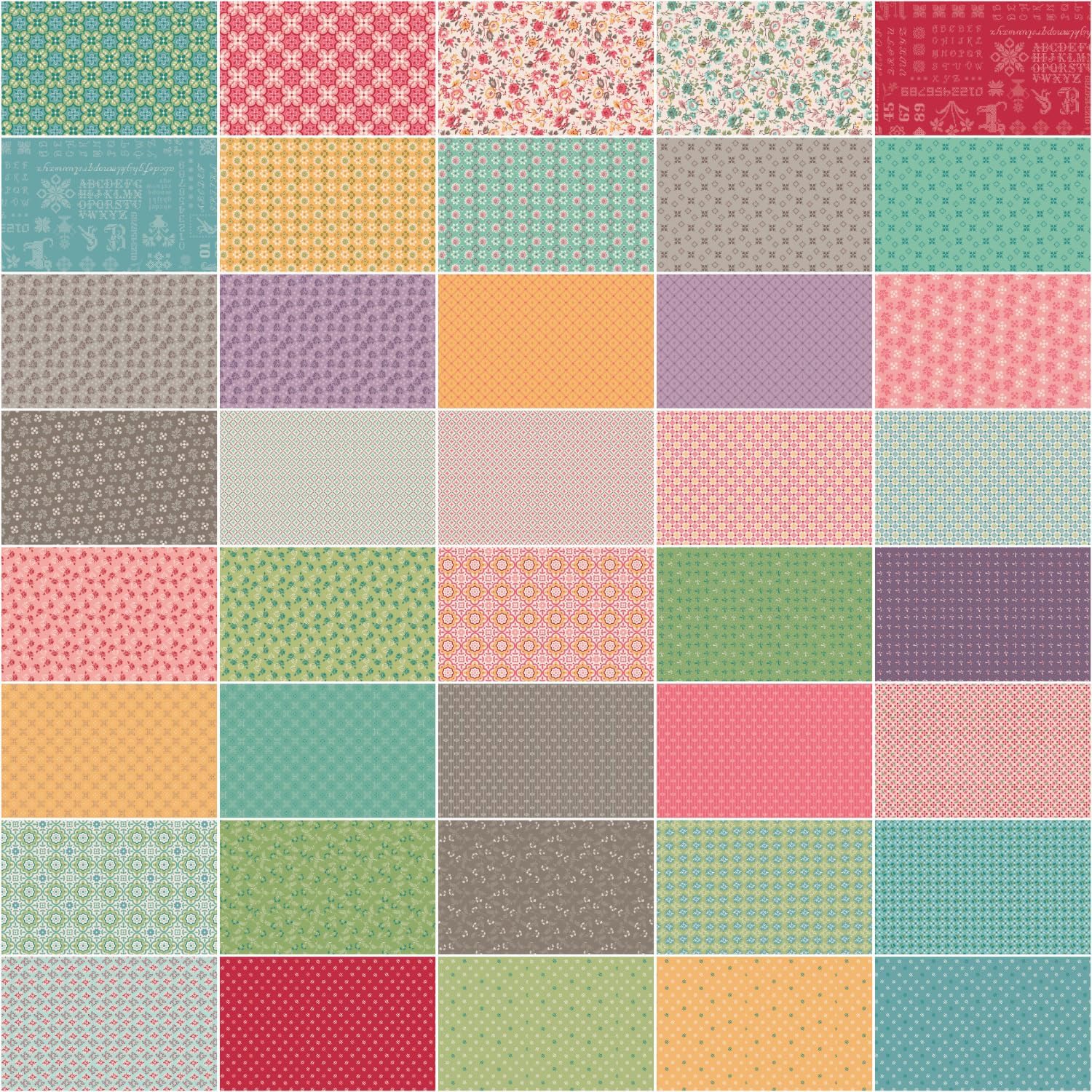 Lori Holt Piece & Plenty Rolie Polie 40 2.5-inch Strips Jelly Roll Riley Blake Designs RP-15870-40
