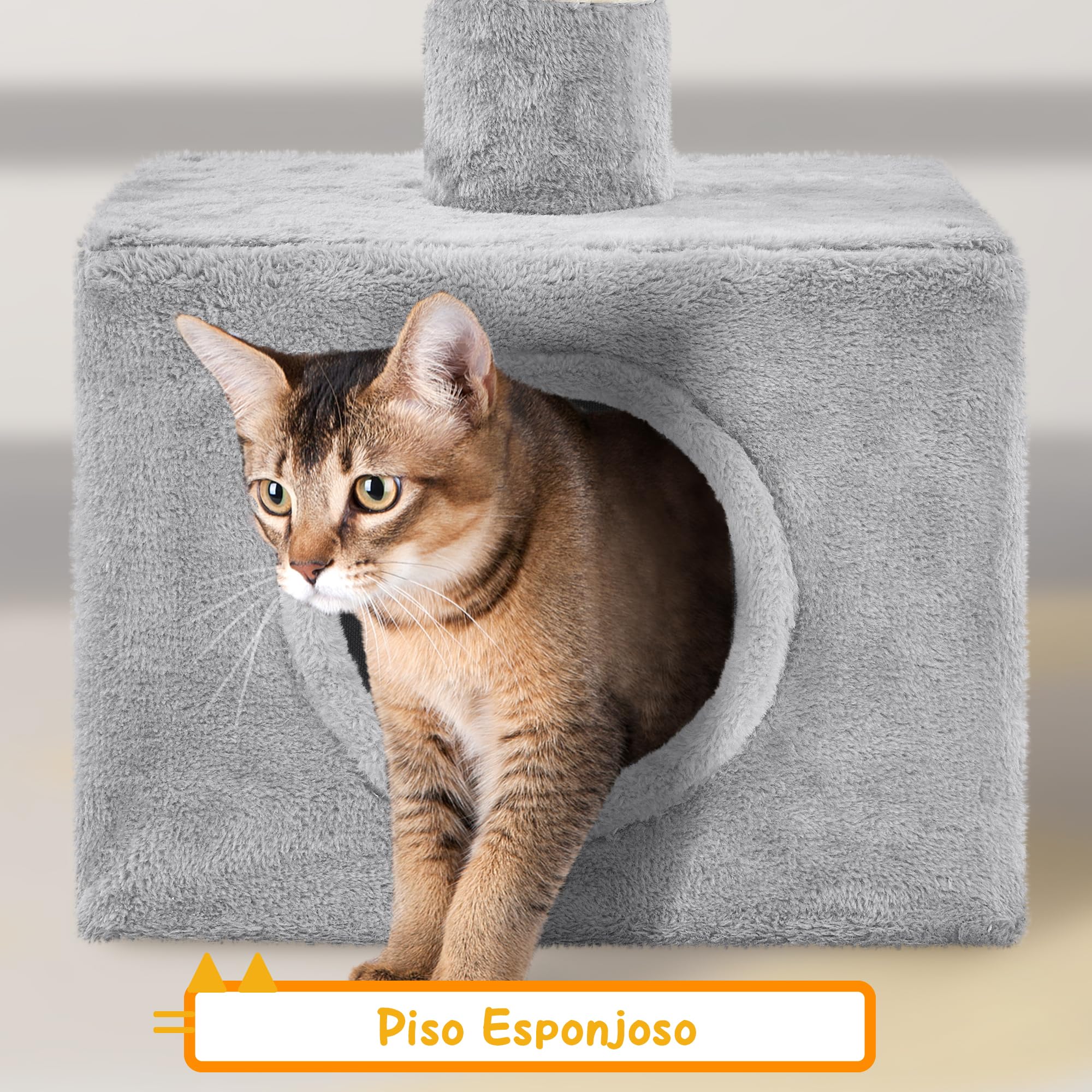 Yaheetech Torre Rascador para Gatos en Altura Ajustable 226-266cmGris Claro | 4 Plataformas,Durabilidad y estabilidad reforzada,Fácil montaje, Felpa suave, Ahorra espacio, sisal resistente,Ahorra espacio