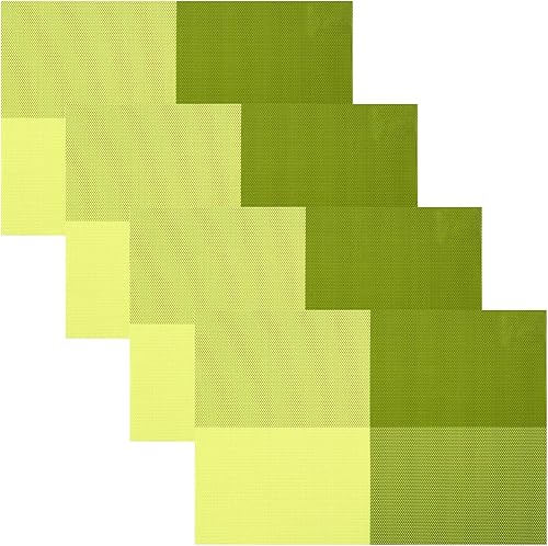 Miniatura 6 de Jujin - Juego de 4 manteles individuales antideslizantes, lavables, de PVC, resistentes al calor, para mesa de comedor, color verde