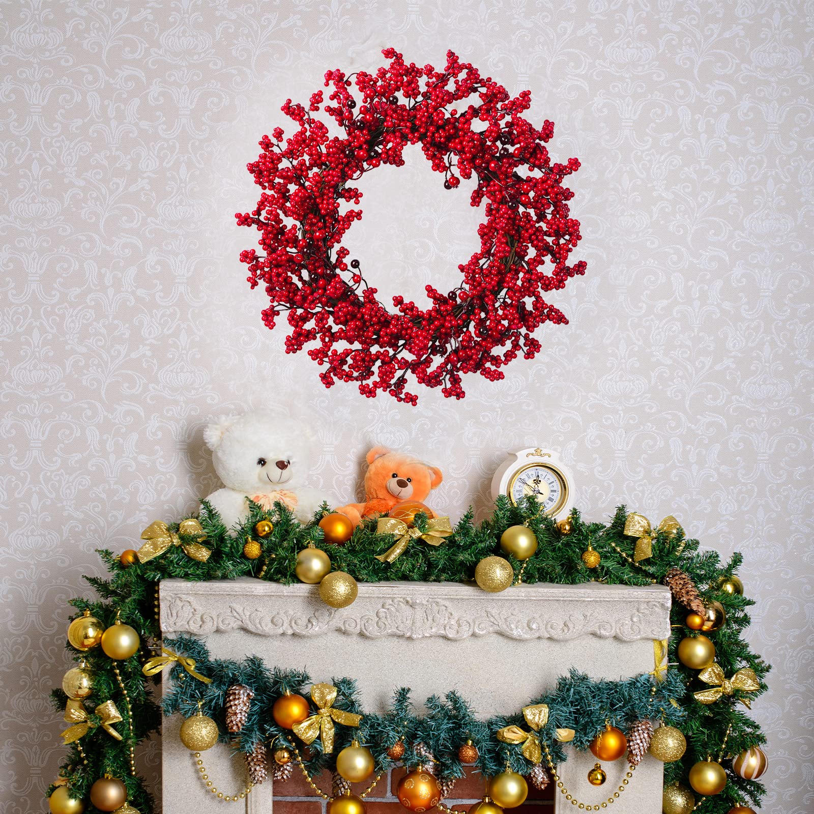 クリスマスリース 玄関 造花_【直径34cm】ナチュラルクリスマスリース