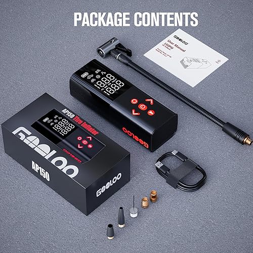 Miniatura 9 de GOOLOO Inflador de neumáticos AP150 Compresor de aire portátil, bomba de aire inalámbrica 2 veces más rápida de 150 PSI para neumáticos de automóvil