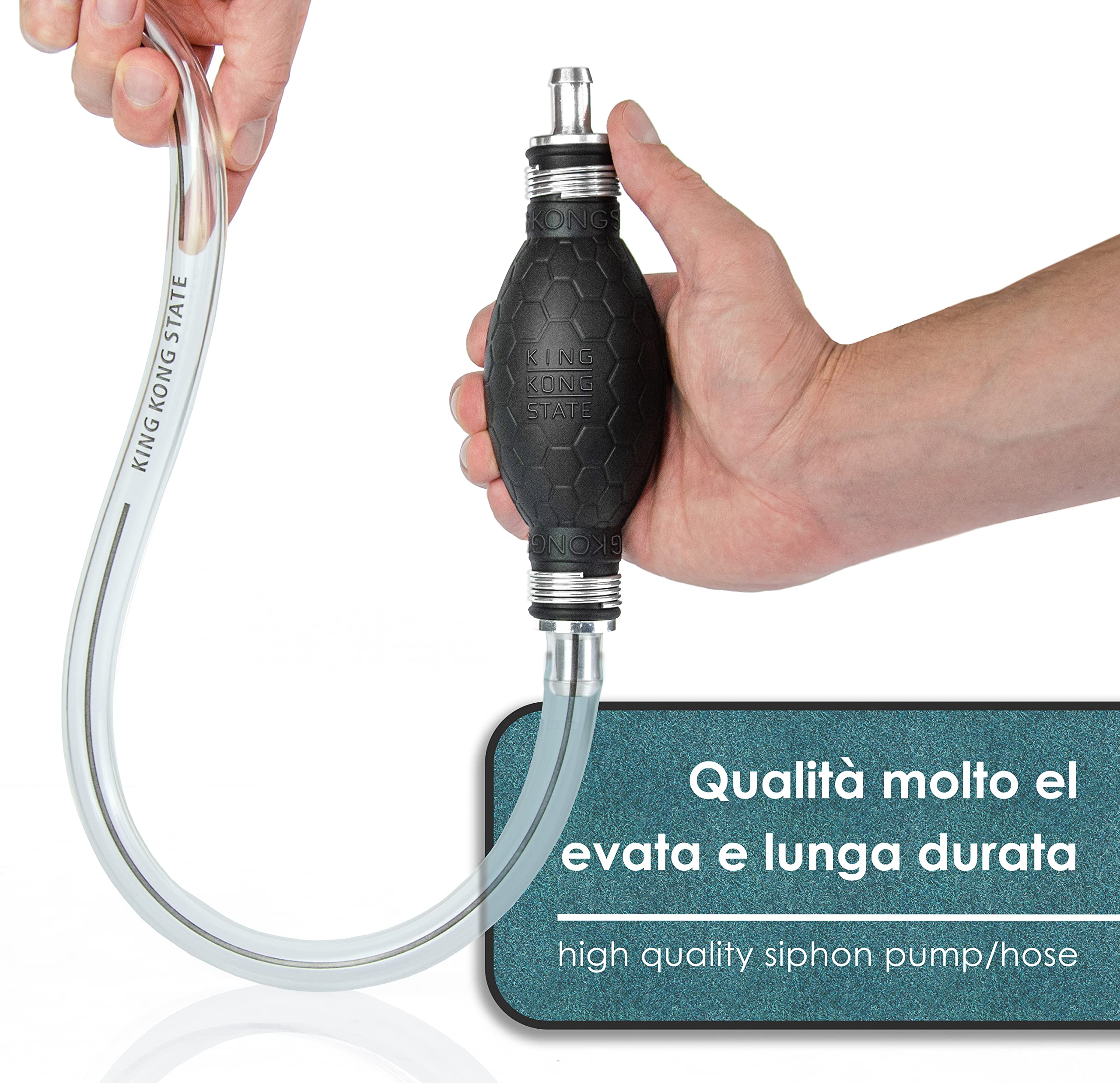 King Kong State Pompa manuale - Pompa di trasferimento XL per liquidi come acqua, benzina, gasolio o miscele di olio - Ideale per auto e moto