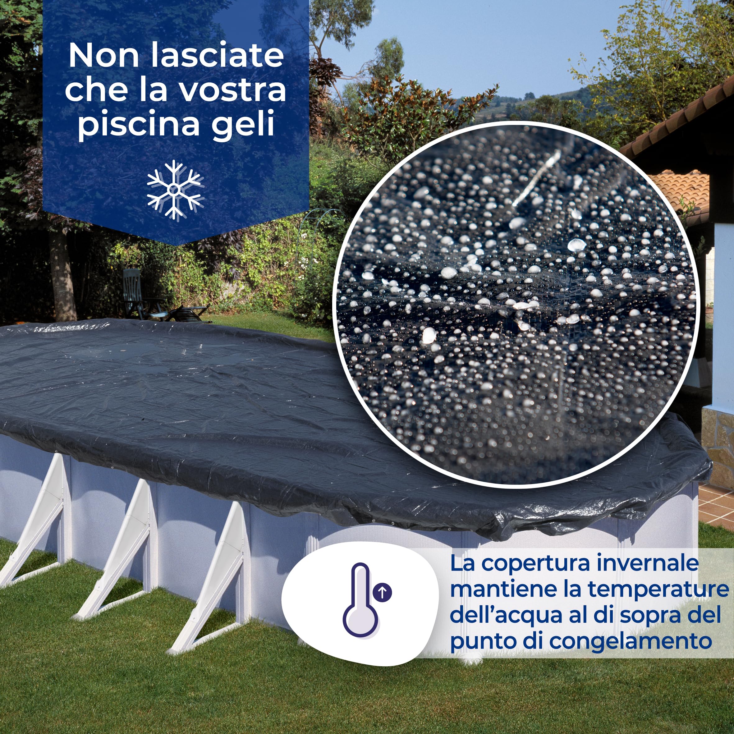 Gre Copertura Invernale polietilene 120g/m² Piscina Ovale 610x375 cm